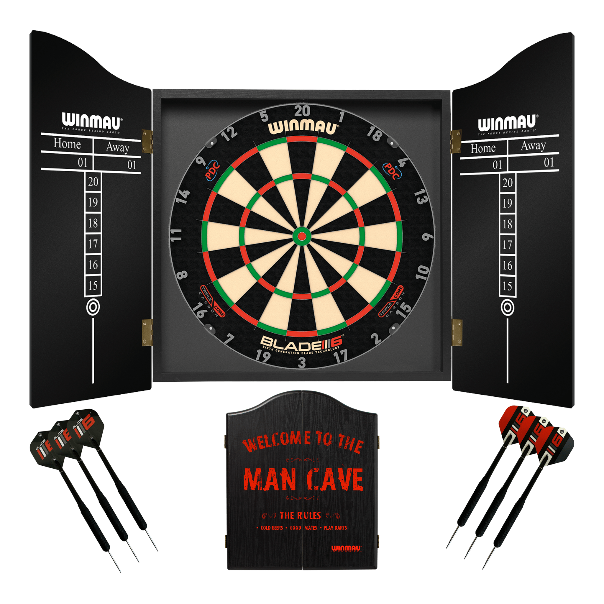 Blade 6 Dartboard, Cabinet & Darts - Complete Darts Set