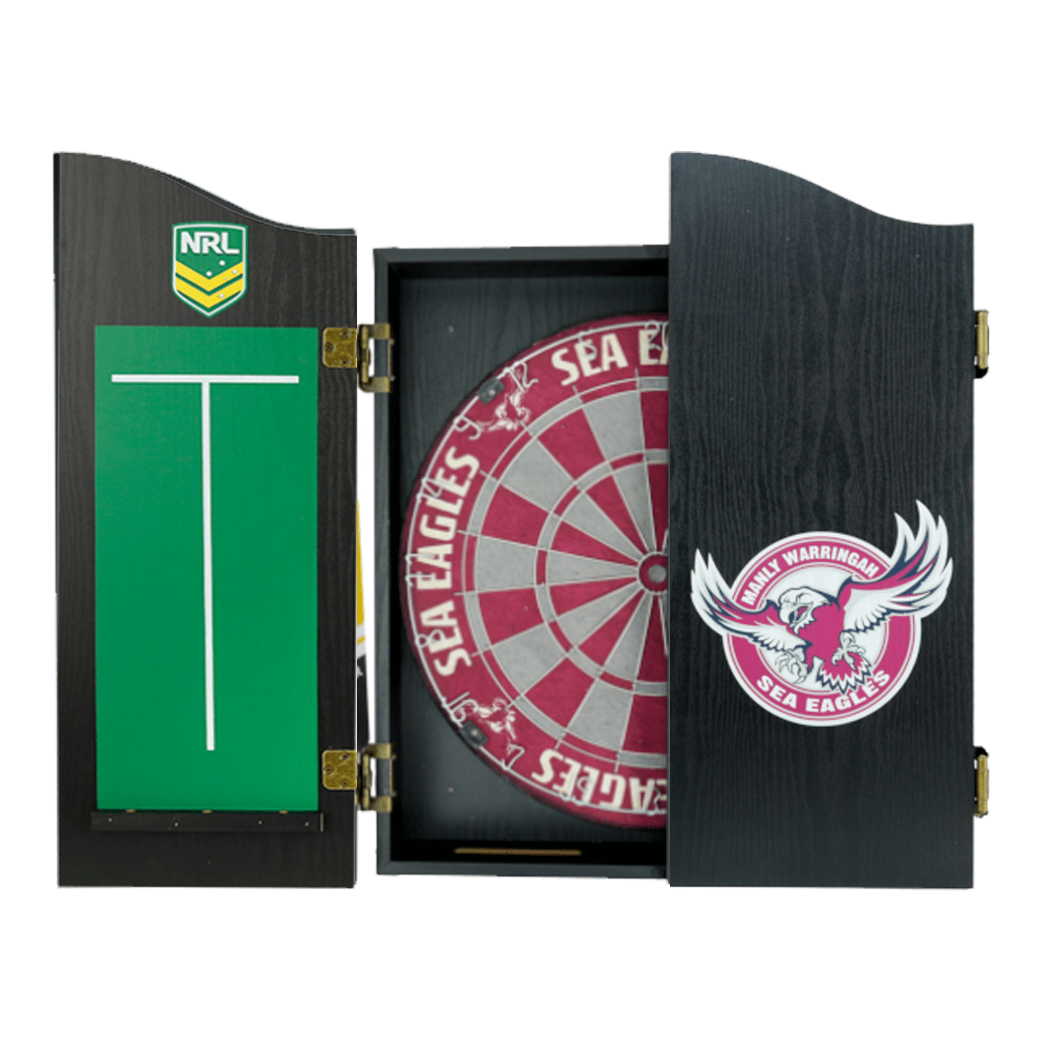Official NRL Dartboard, Cabinet & Darts - Complete Darts Set