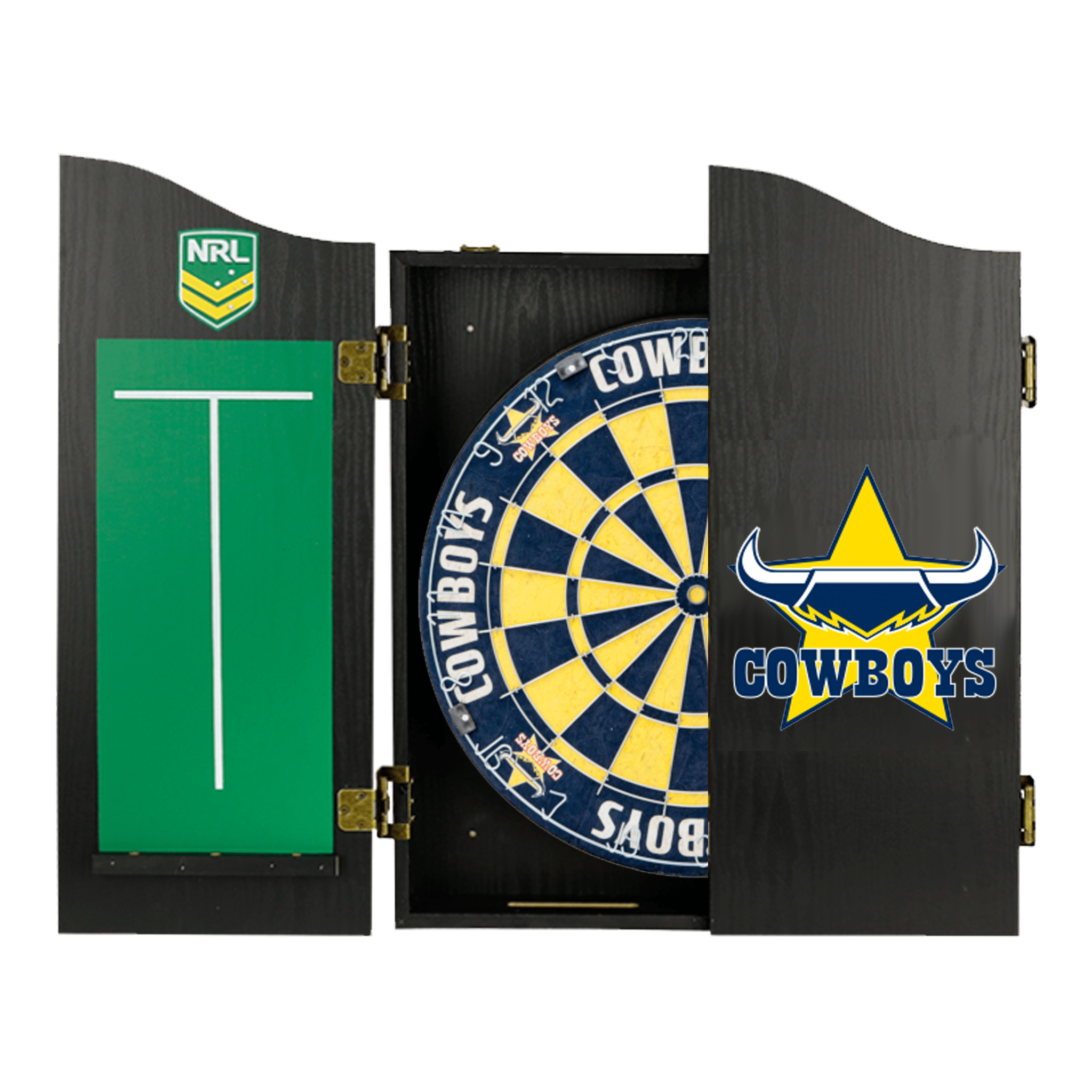 Official NRL Dartboard, Cabinet & Darts - Complete Darts Set