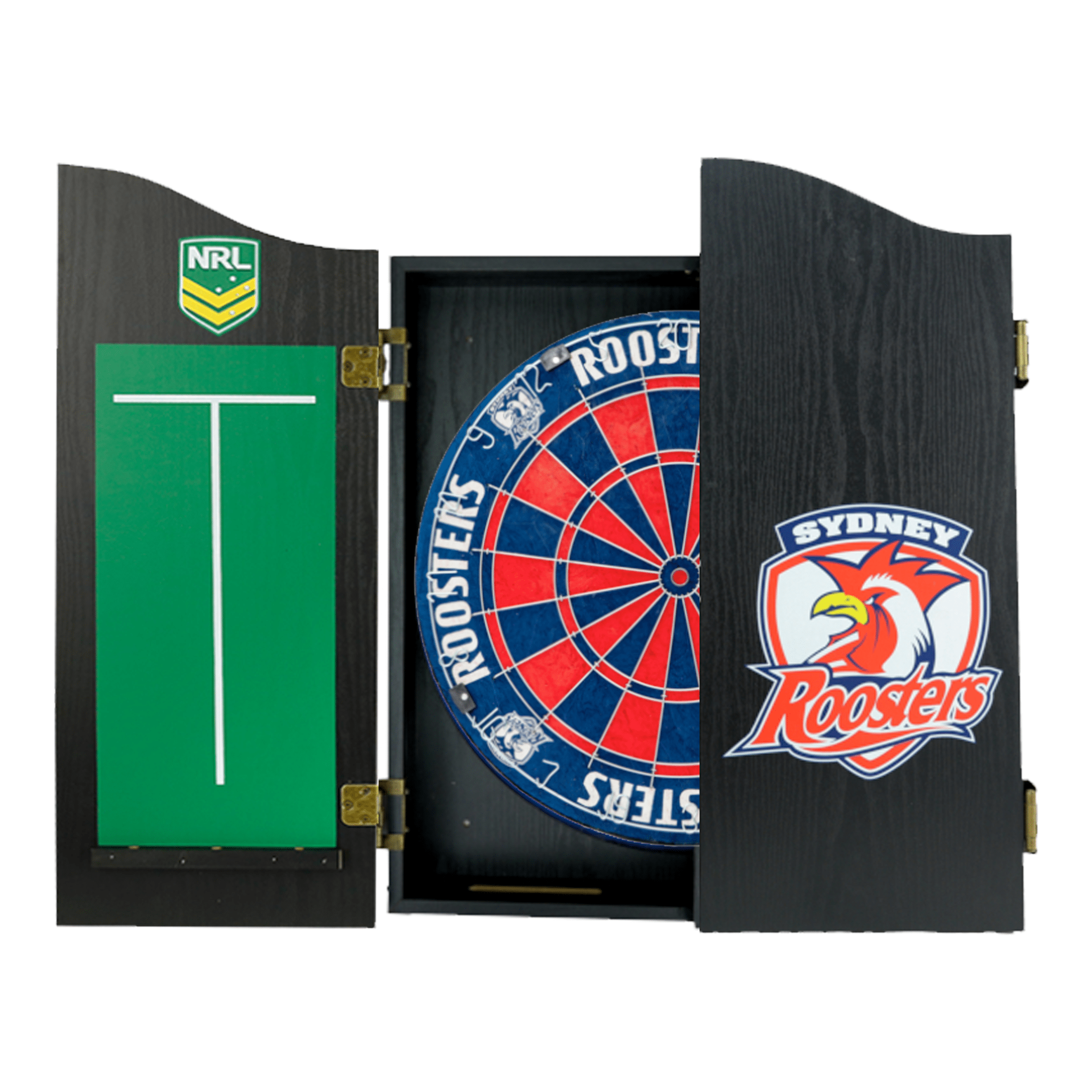 Official NRL Dartboard, Cabinet & Darts - Complete Darts Set