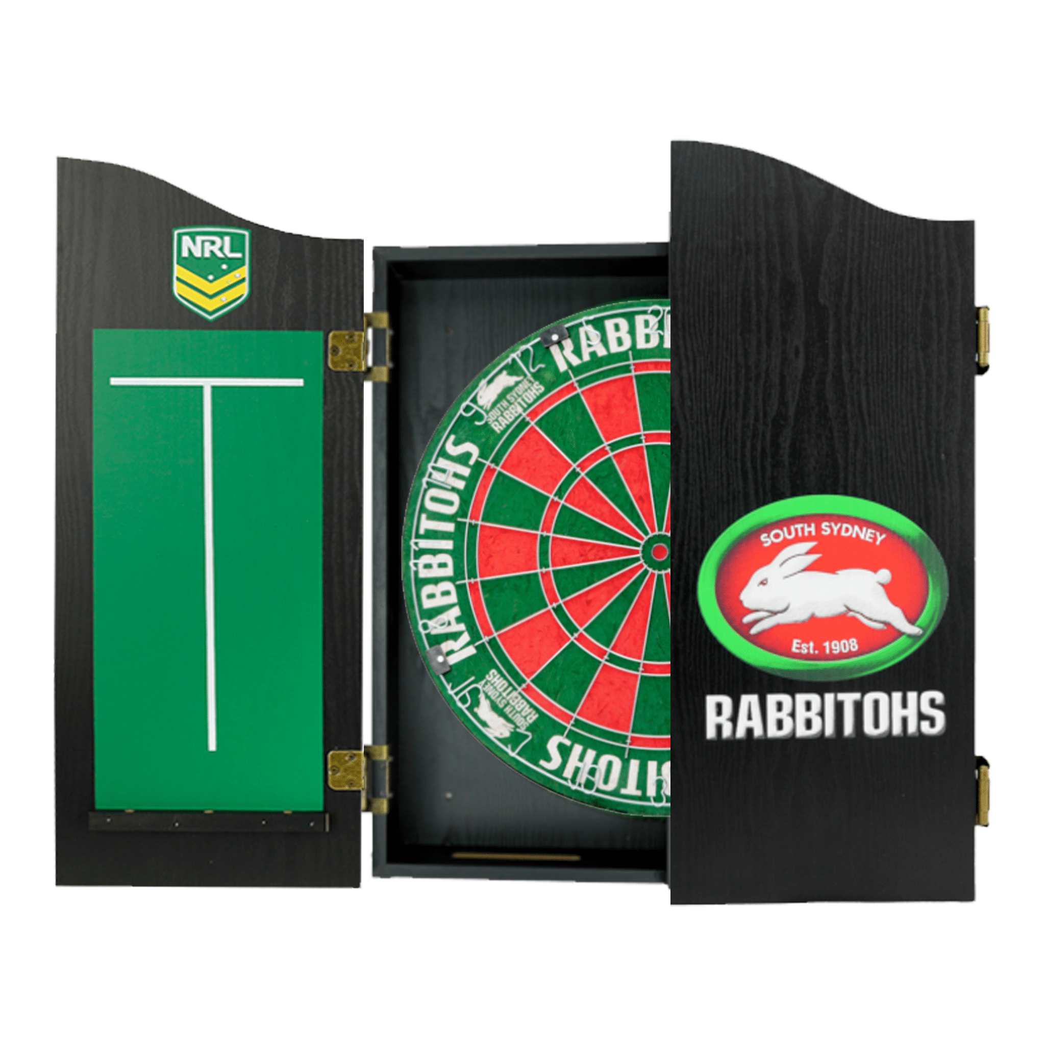 Official NRL Dartboard, Cabinet & Darts - Complete Darts Set