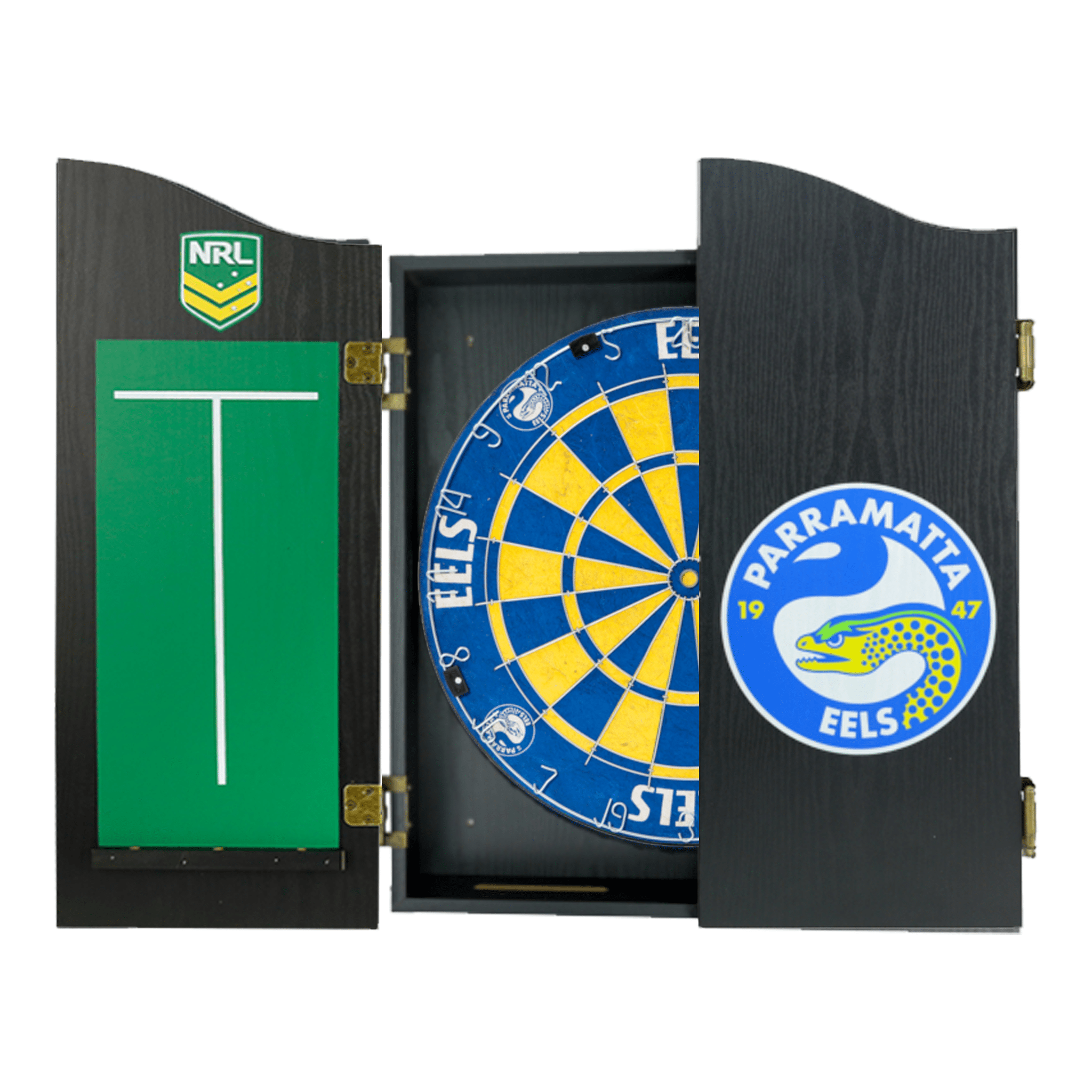 Official NRL Dartboard, Cabinet & Darts - Complete Darts Set