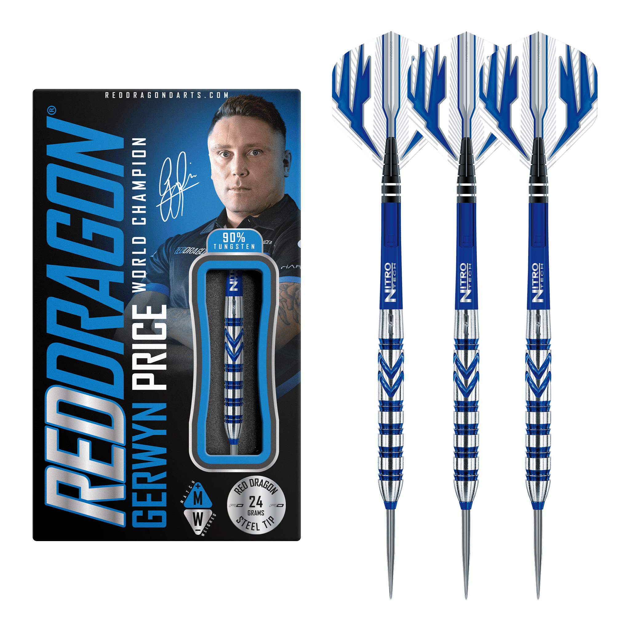 Gerwyn Price Blue Originals - 90% Tungsten Steel Tip Darts