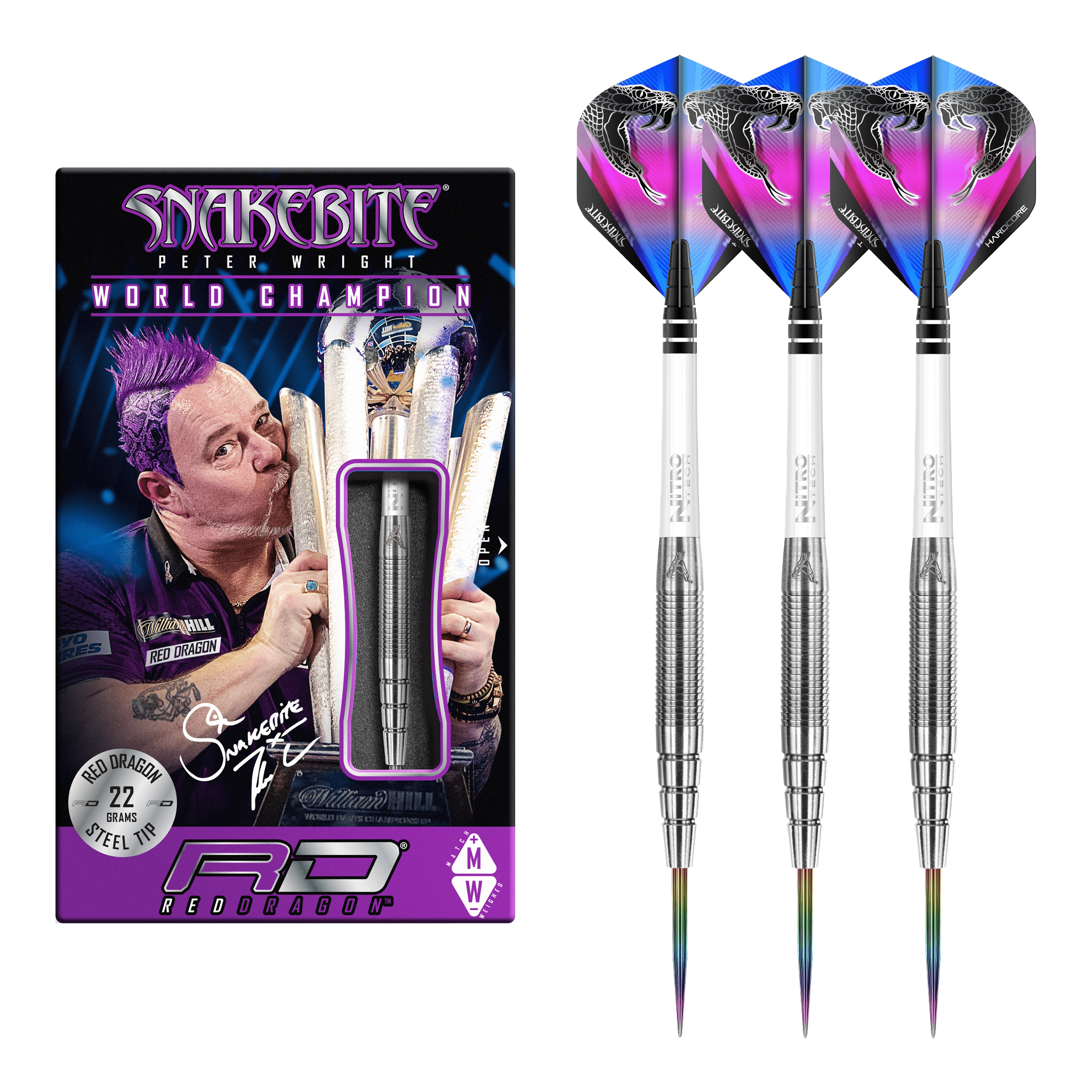 Peter Wright PL15 Silver - 90% Tungsten Steel Tip Darts