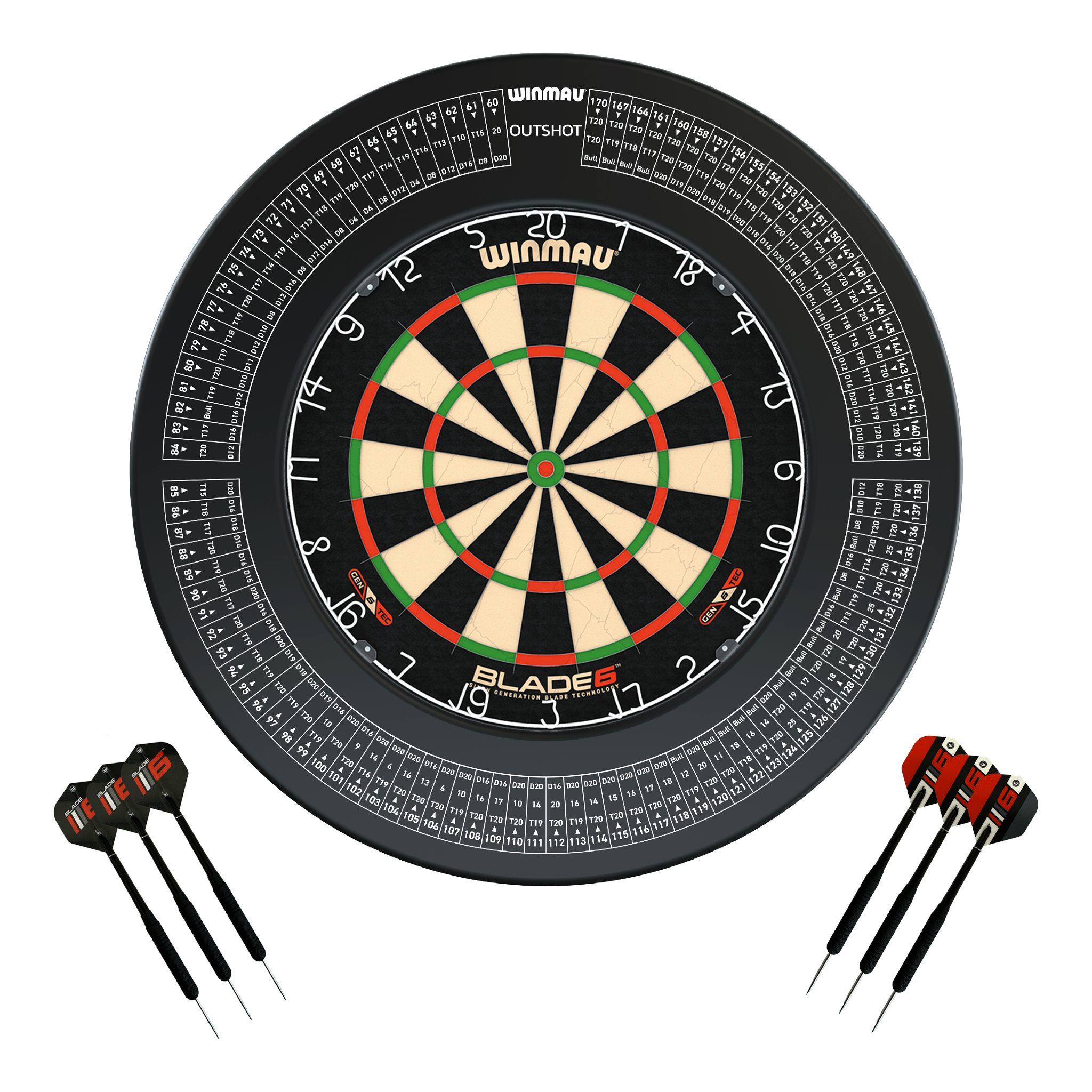 Blade 6 Dartboard, Surround & Darts - Complete Darts Set