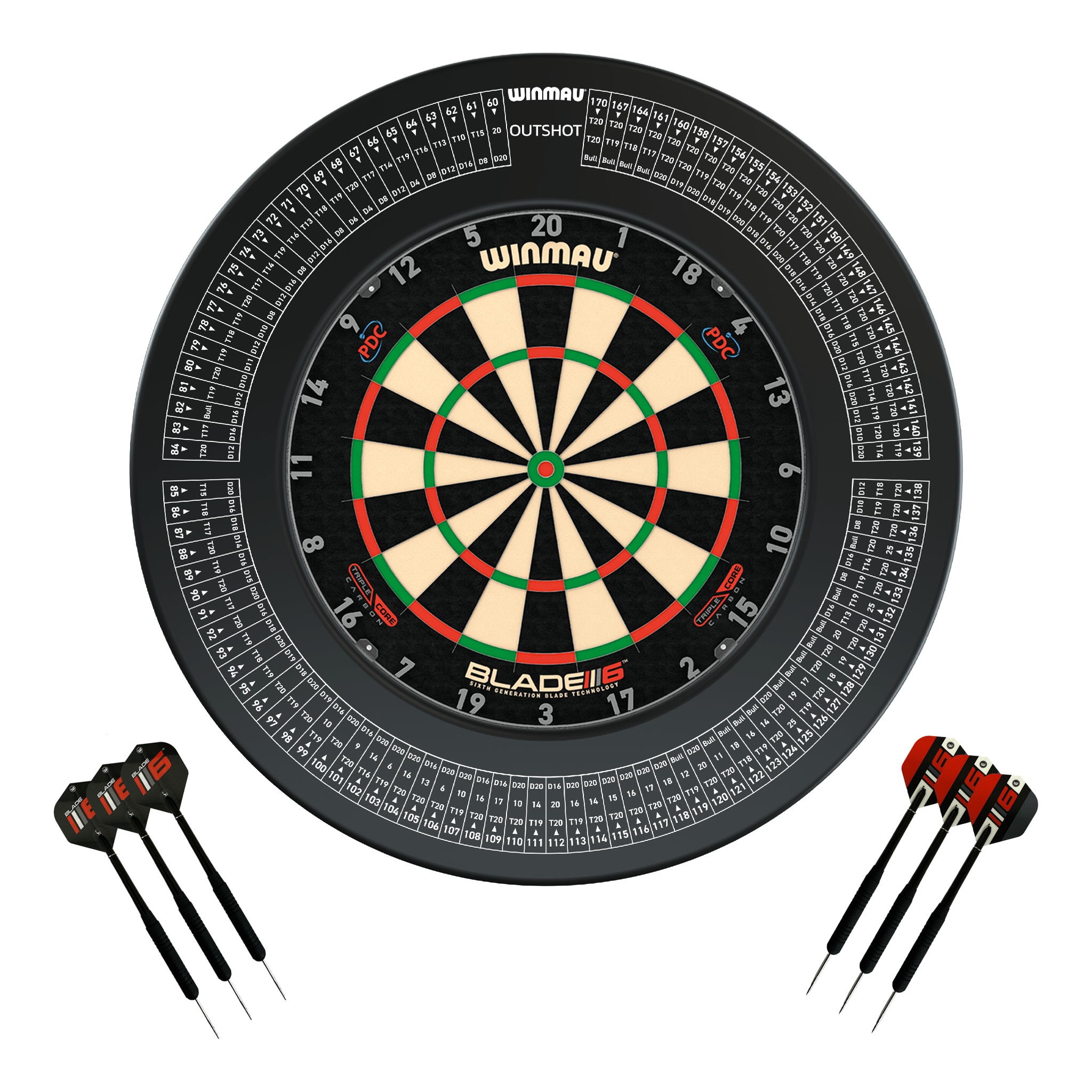 Blade 6 Dartboard, Surround & Darts - Complete Darts Set