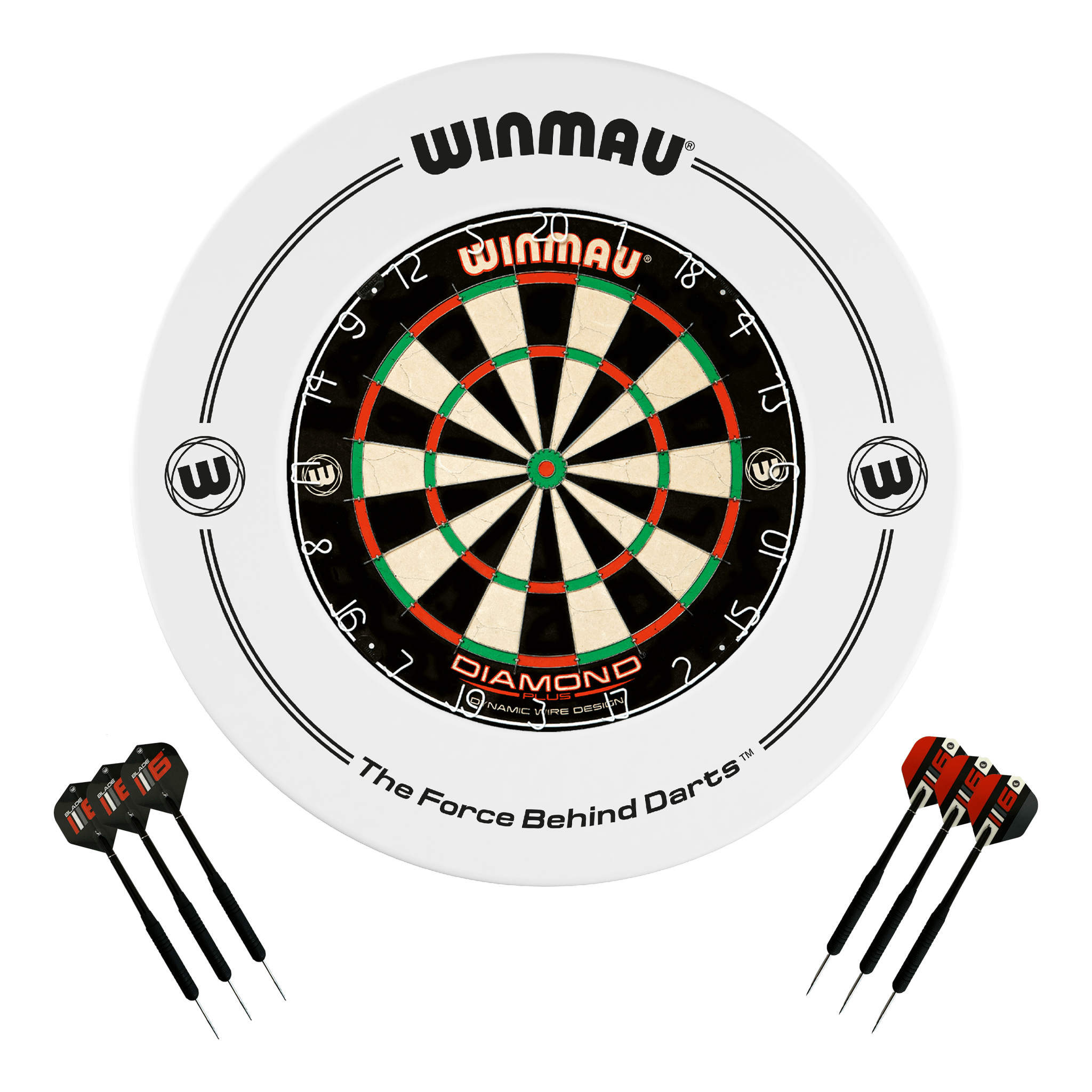 Diamond Plus Dartboard, Surround & Darts - Complete Darts Set