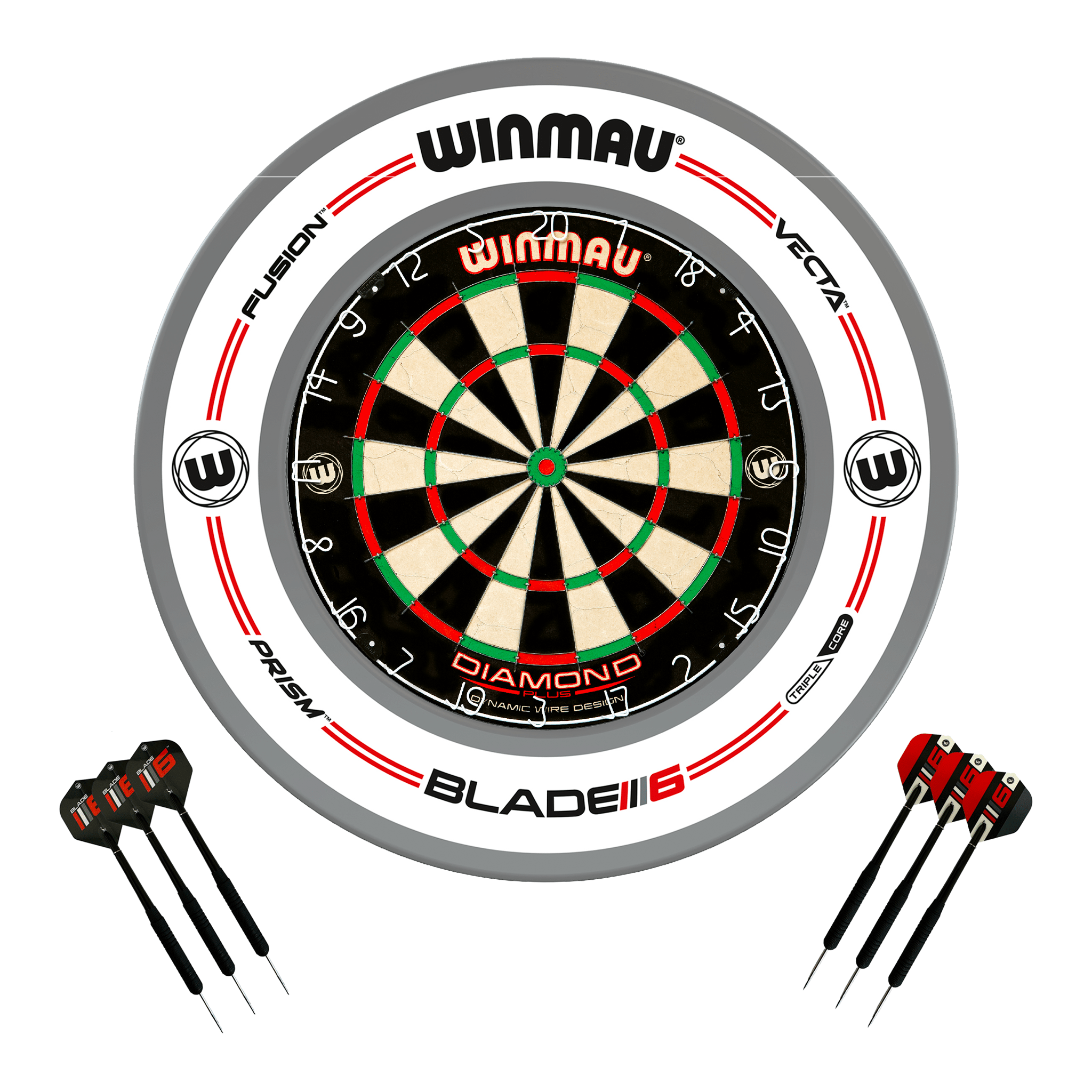 Diamond Plus Dartboard, Surround & Darts - Complete Darts Set