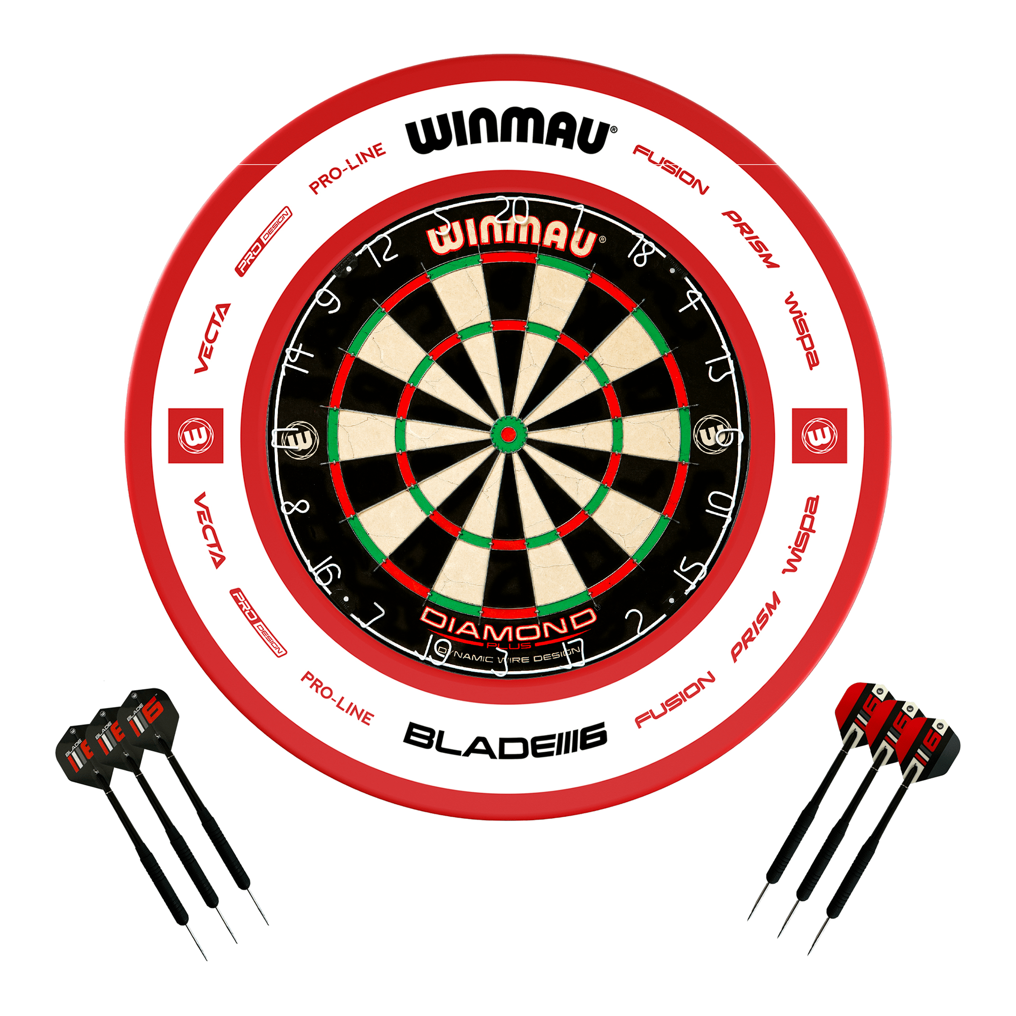 Diamond Plus Dartboard, Surround & Darts - Complete Darts Set