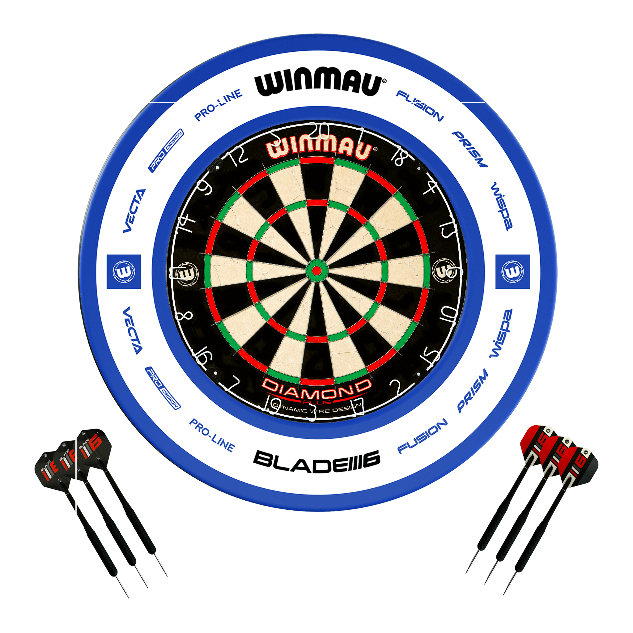 Diamond Plus Dartboard, Surround & Darts - Complete Darts Set