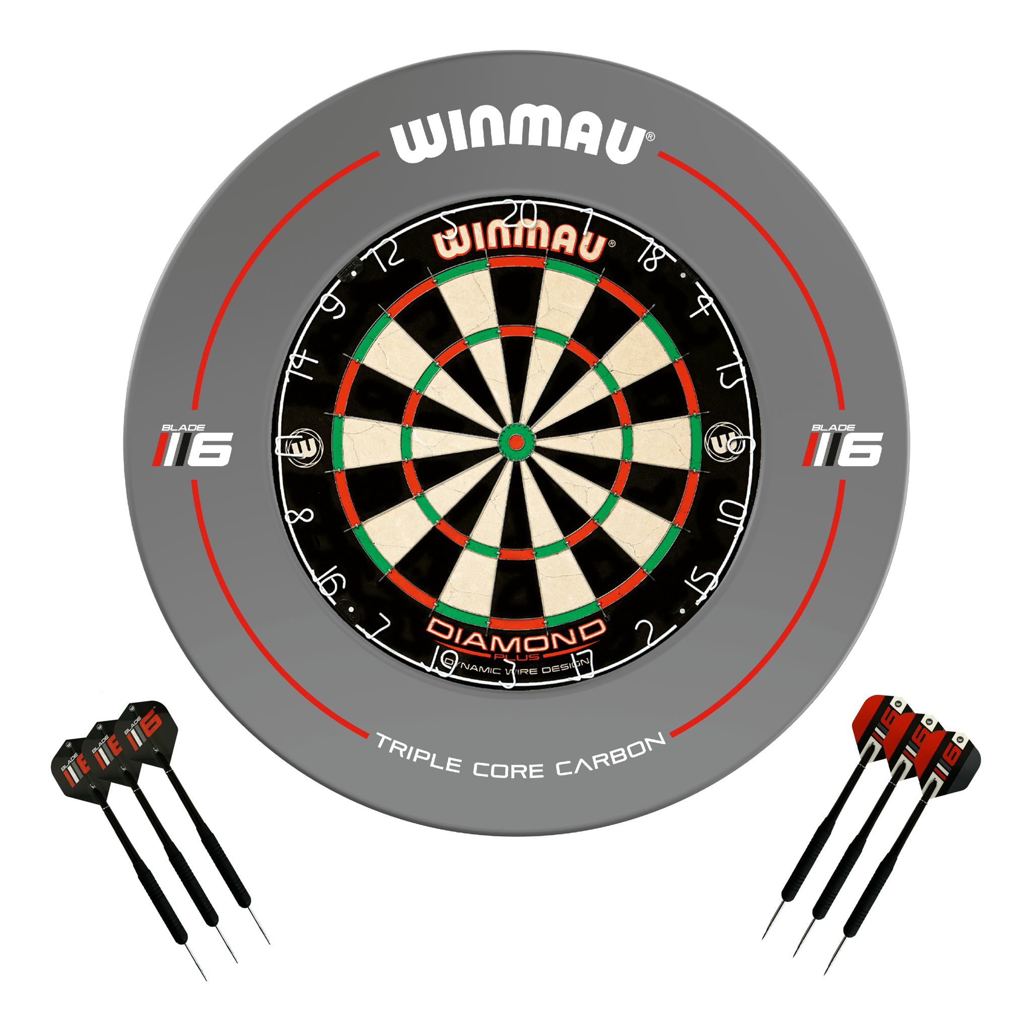 Diamond Plus Dartboard, Surround & Darts - Complete Darts Set