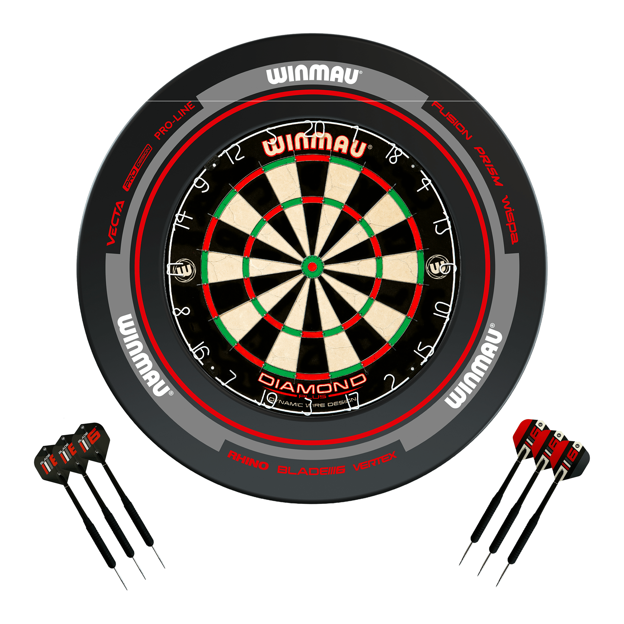 Diamond Plus Dartboard, Surround & Darts - Complete Darts Set