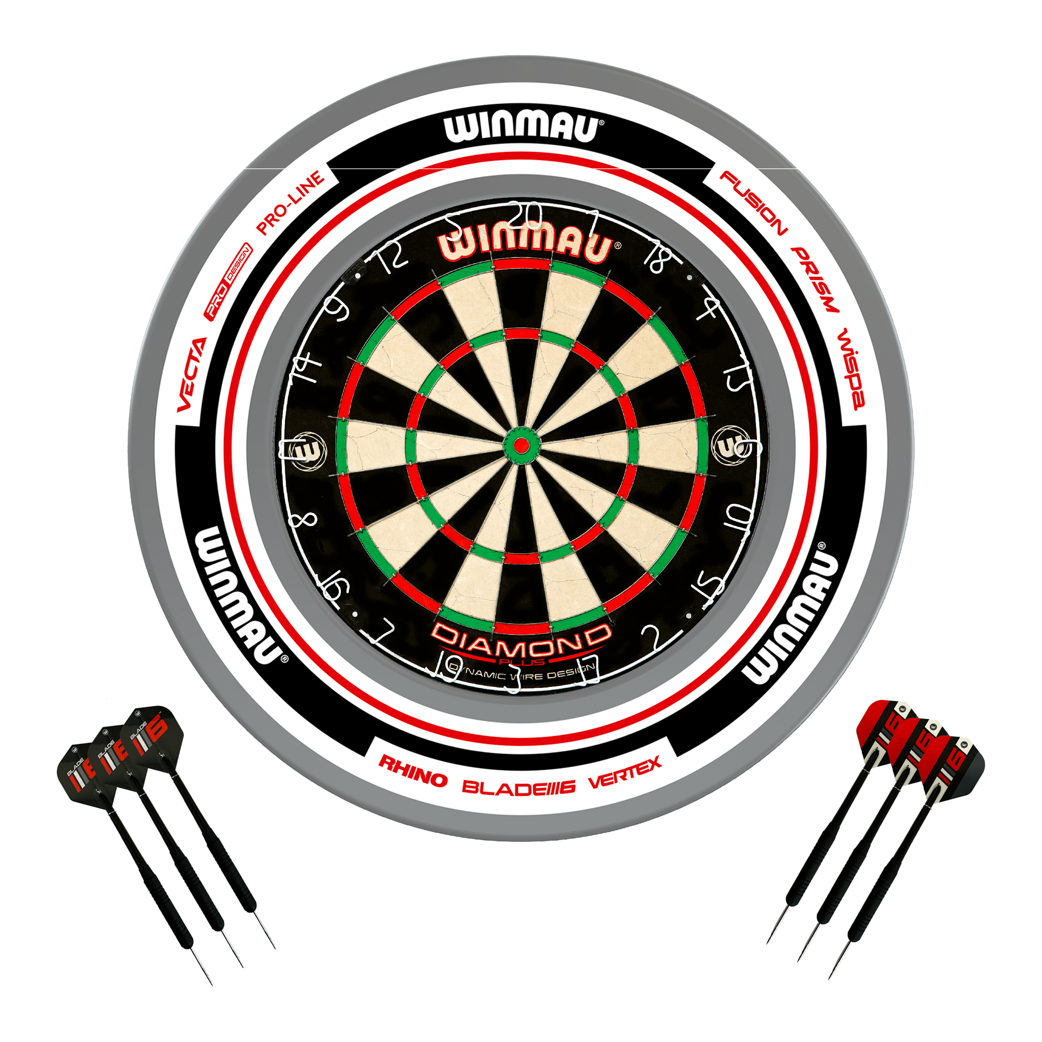 Diamond Plus Dartboard, Surround & Darts - Complete Darts Set