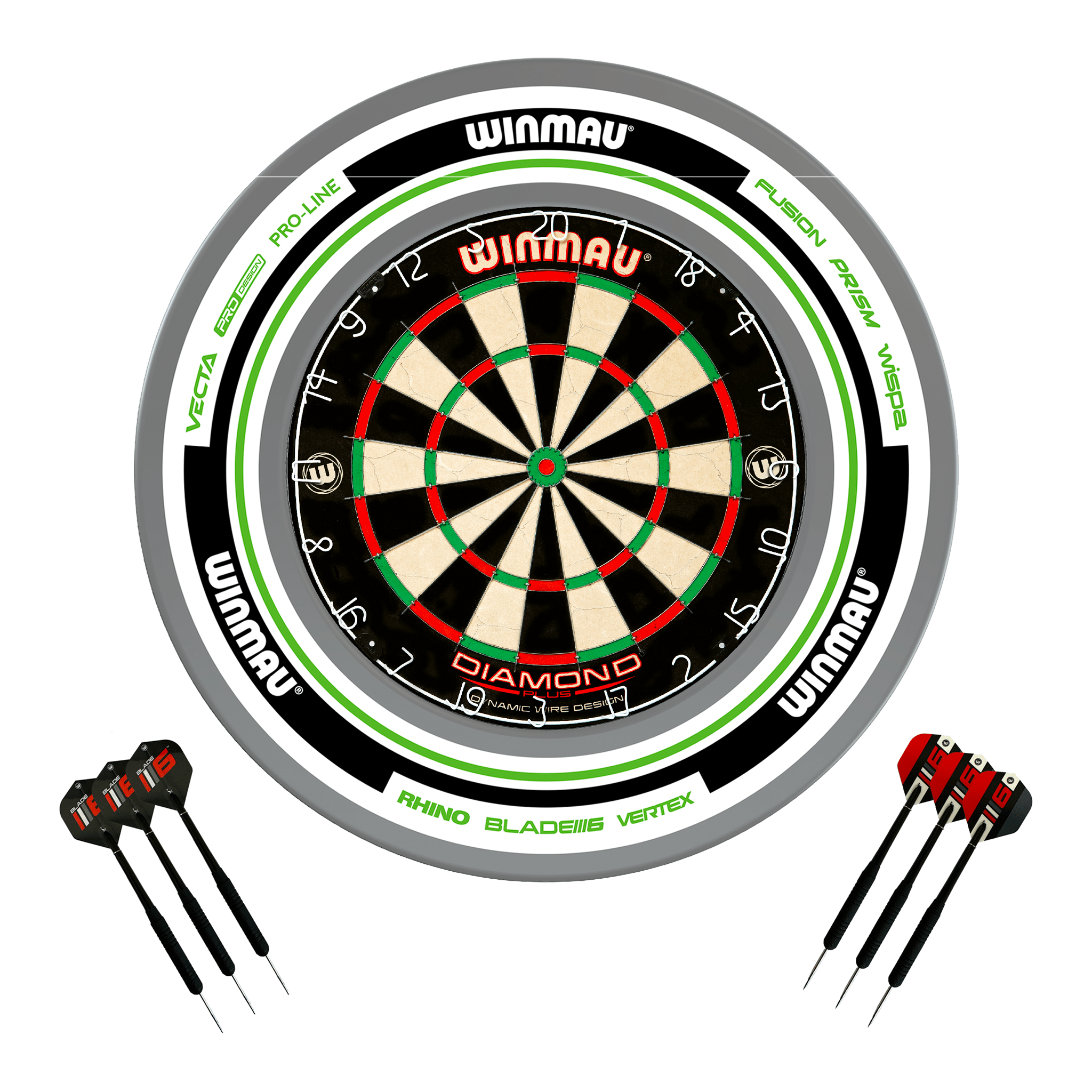 Diamond Plus Dartboard, Surround & Darts - Complete Darts Set
