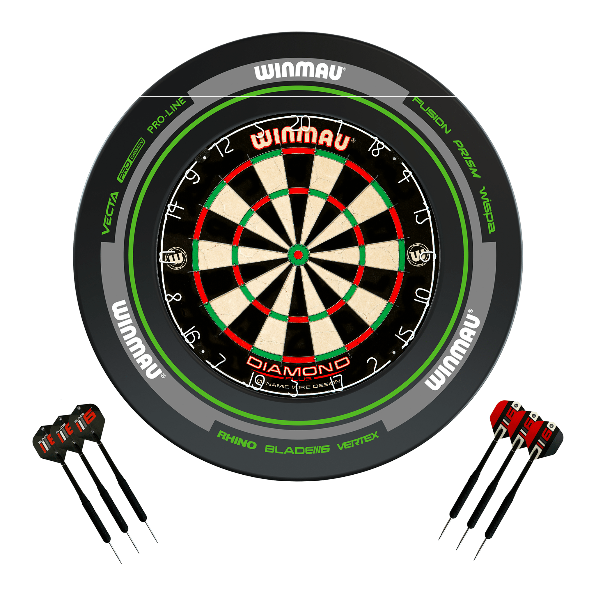 Diamond Plus Dartboard, Surround & Darts - Complete Darts Set
