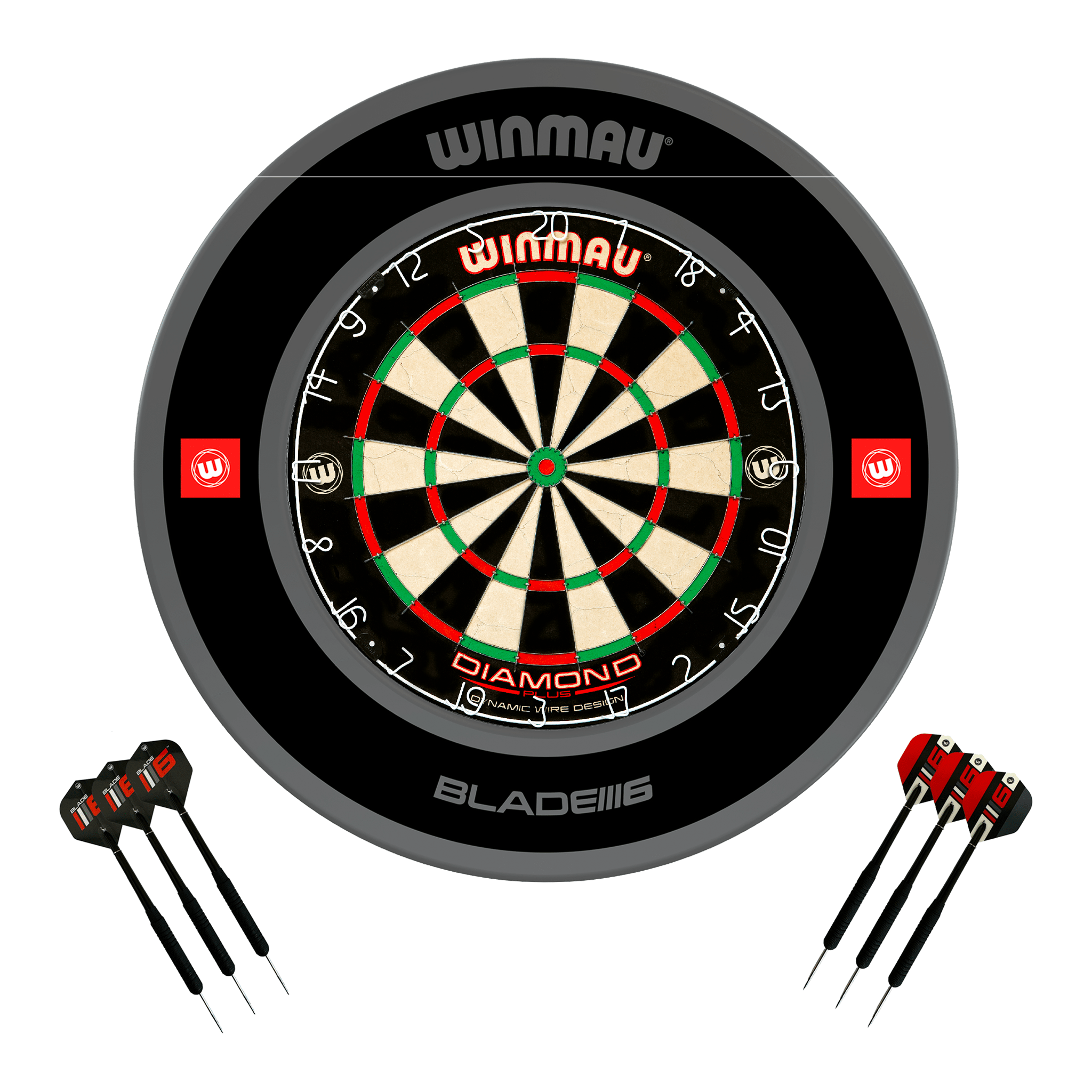 Diamond Plus Dartboard, Surround & Darts - Complete Darts Set