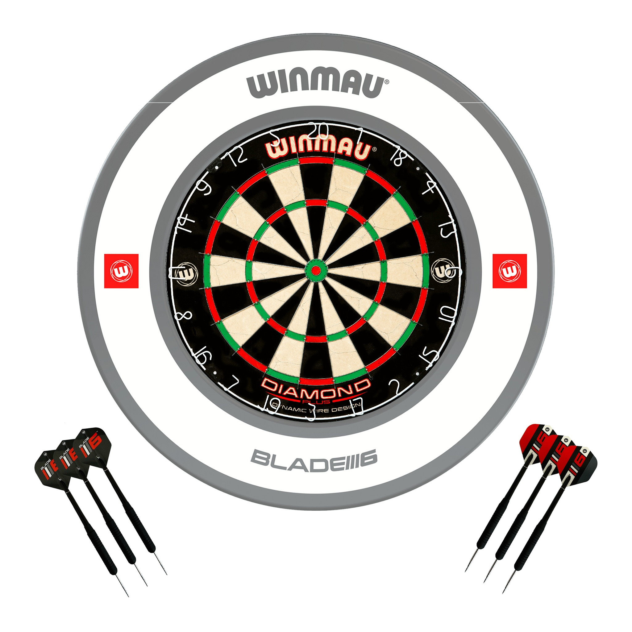 Diamond Plus Dartboard, Surround & Darts - Complete Darts Set