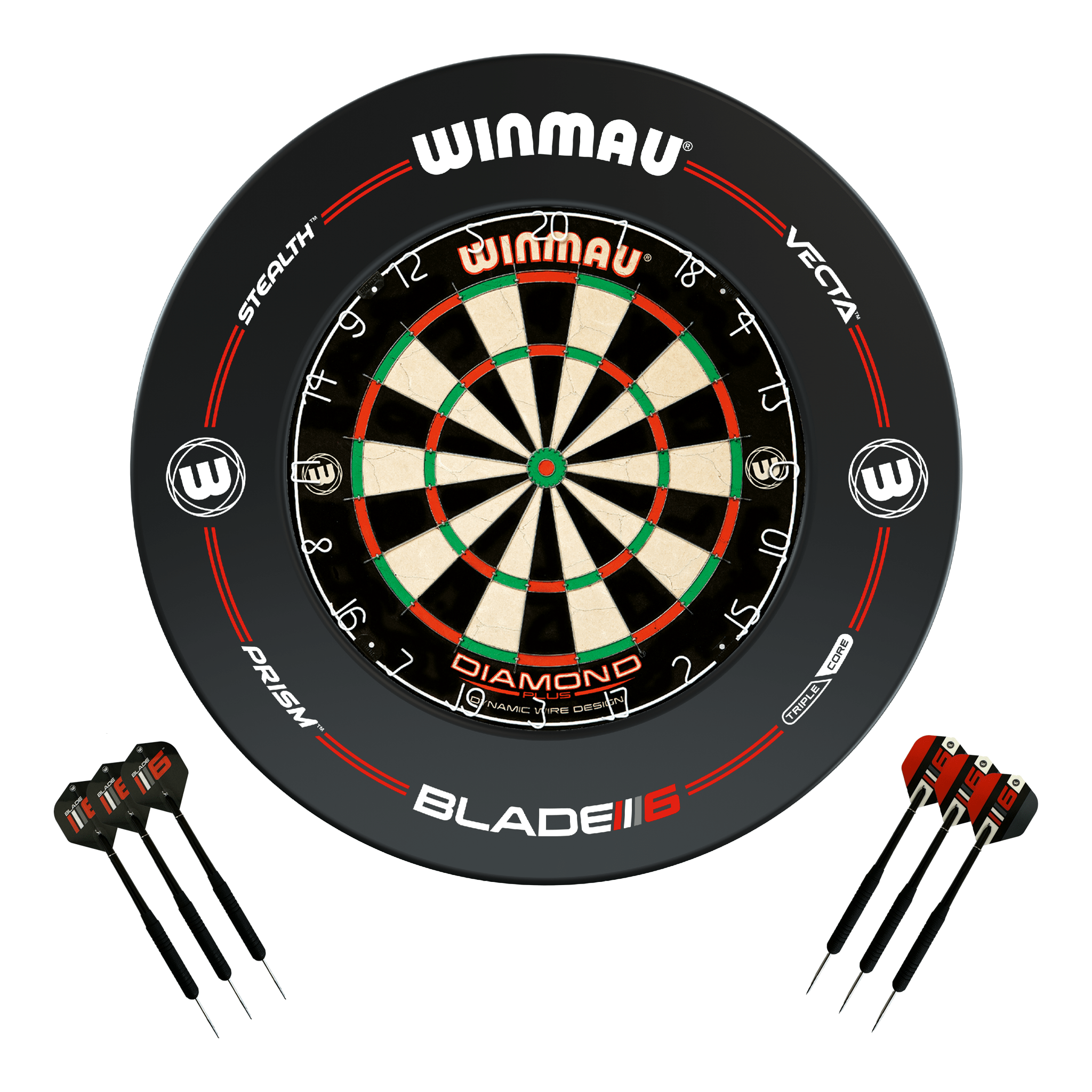 Diamond Plus Dartboard, Surround & Darts - Complete Darts Set