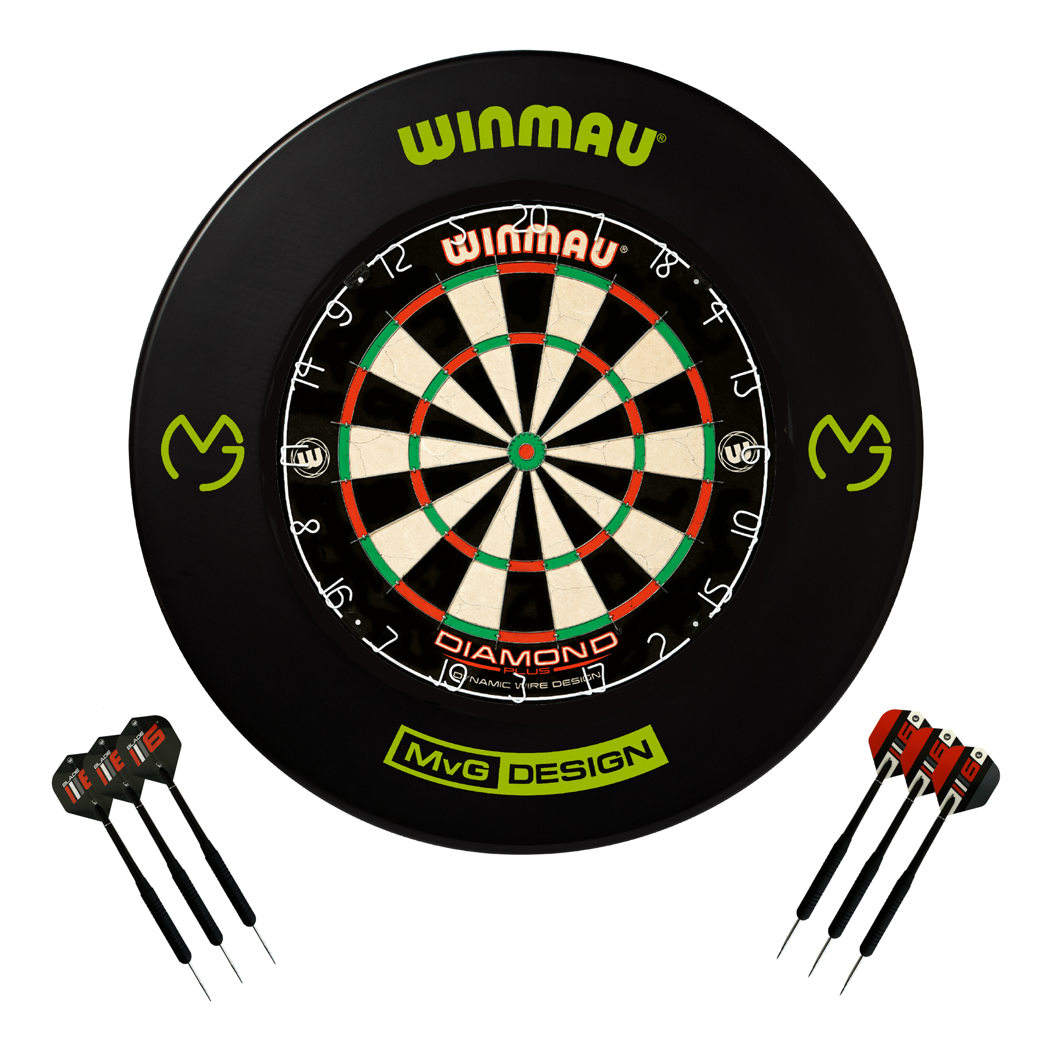 Diamond Plus Dartboard, Surround & Darts - Complete Darts Set