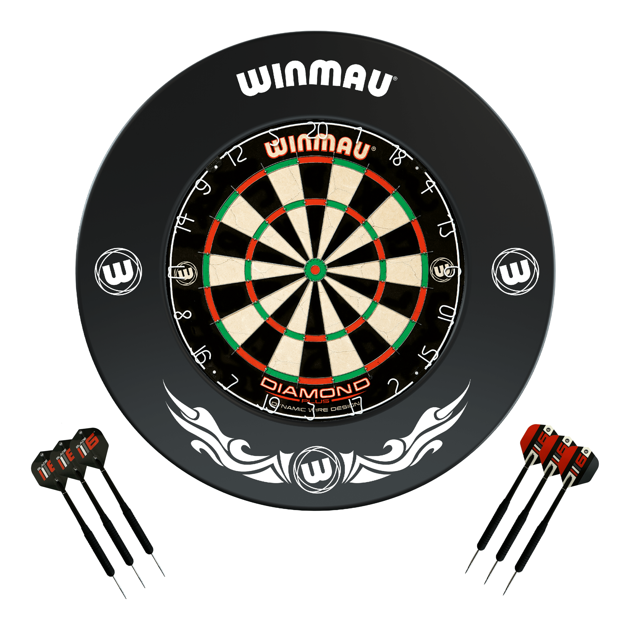 Diamond Plus Dartboard, Surround & Darts - Complete Darts Set