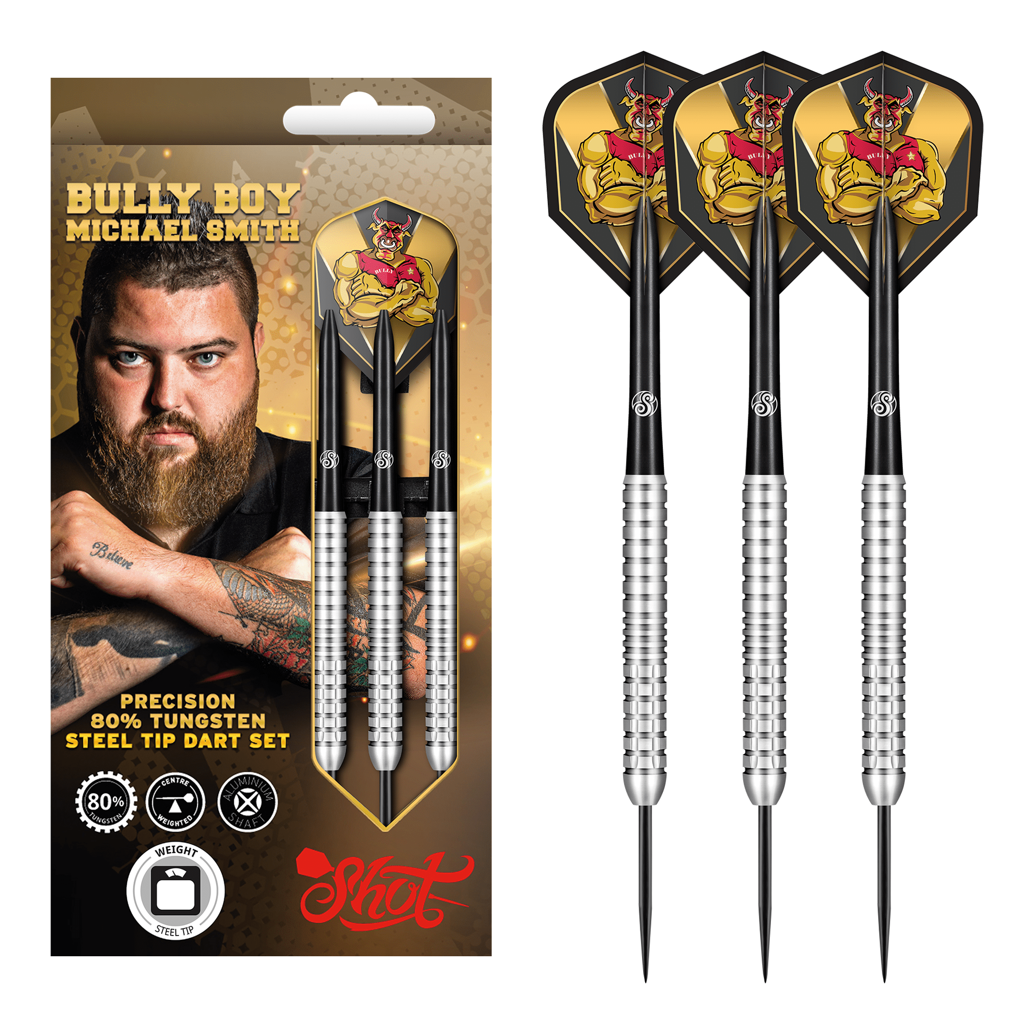 Michael Smith Bully Boy - 80% Tungsten Steel Tip Darts
