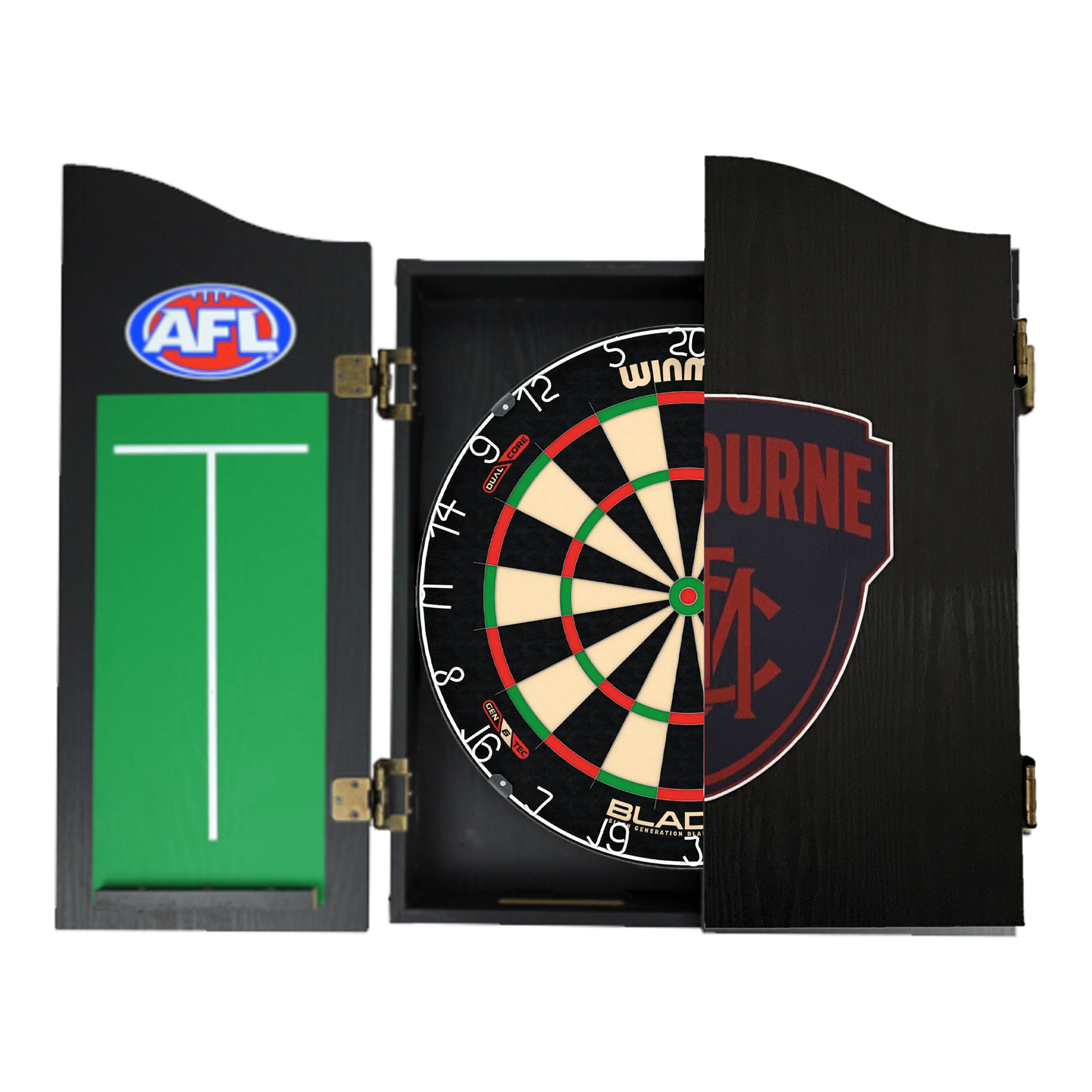 Blade 6 Dartboard, Official AFL Cabinet & Darts - Complete Darts Set