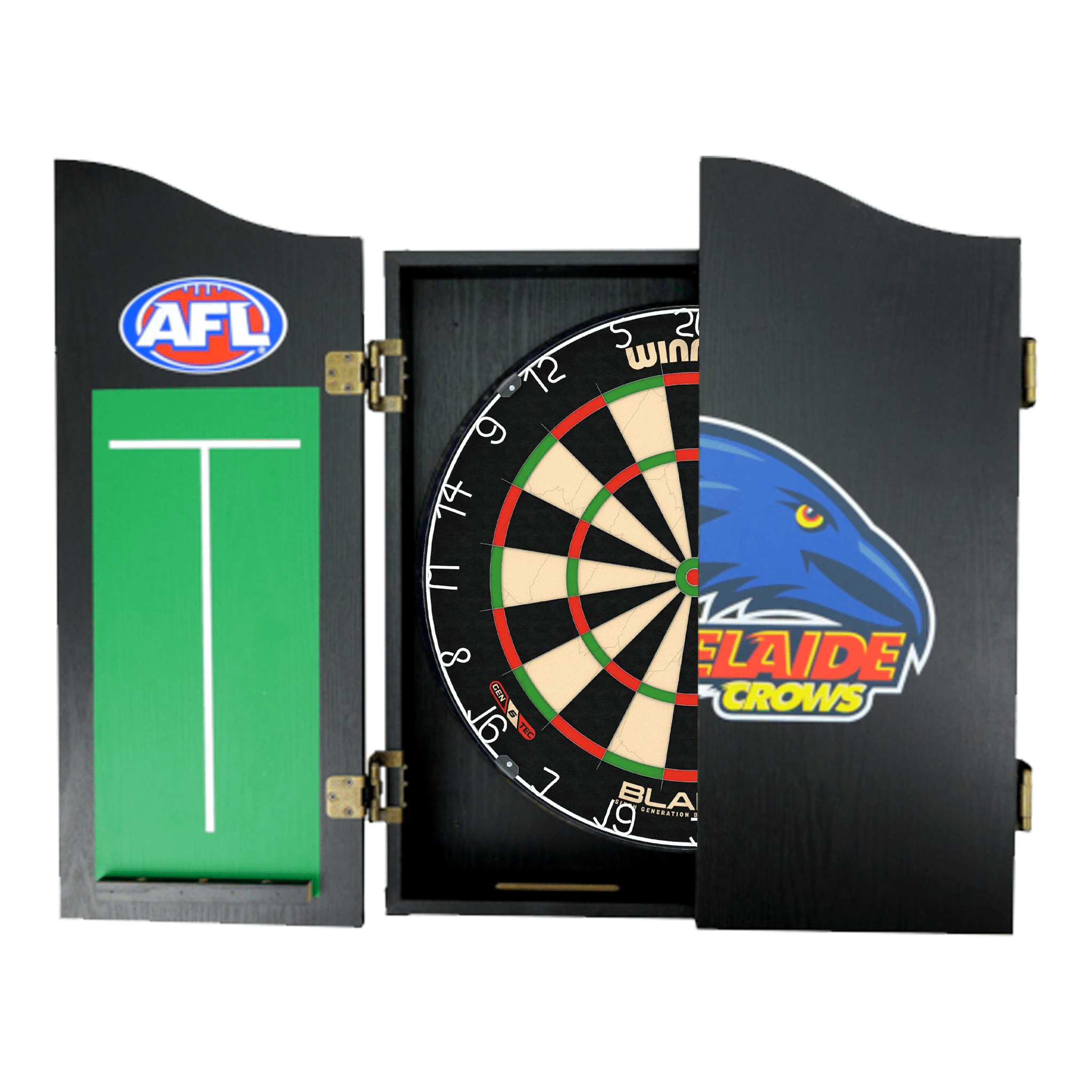 Blade 6 Dartboard, Official AFL Cabinet & Darts - Complete Darts Set