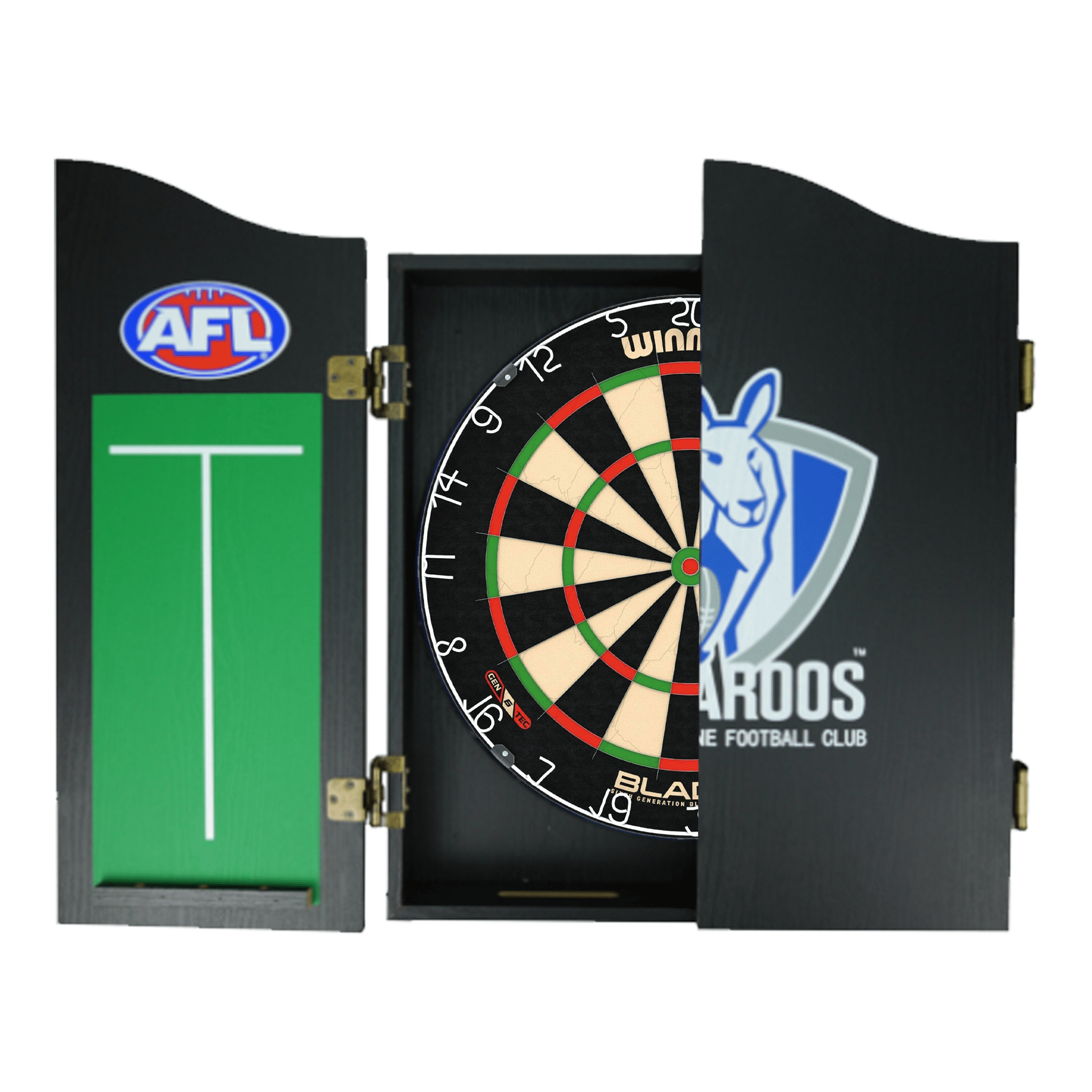 Blade 6 Dartboard, Official AFL Cabinet & Darts - Complete Darts Set