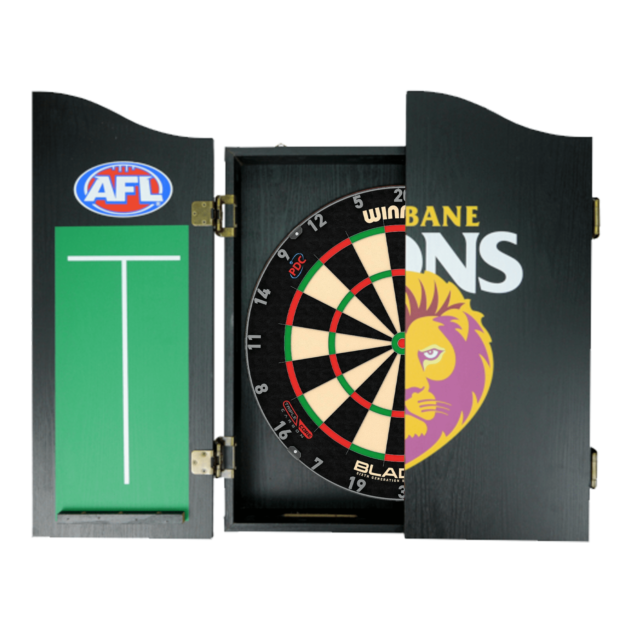 Blade 6 Dartboard, Official AFL Cabinet & Darts - Complete Darts Set