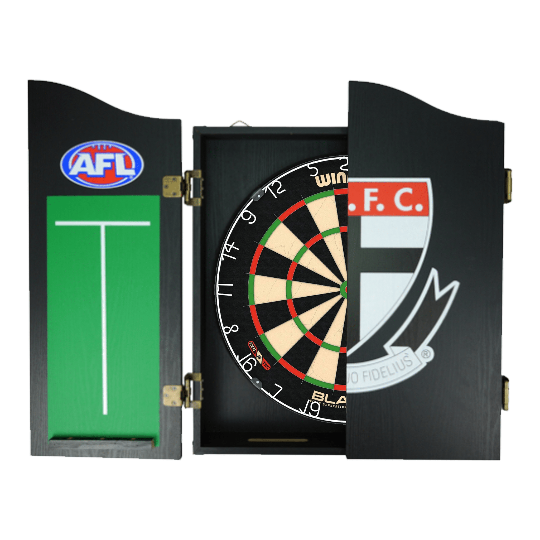 Blade 6 Dartboard, Official AFL Cabinet & Darts - Complete Darts Set