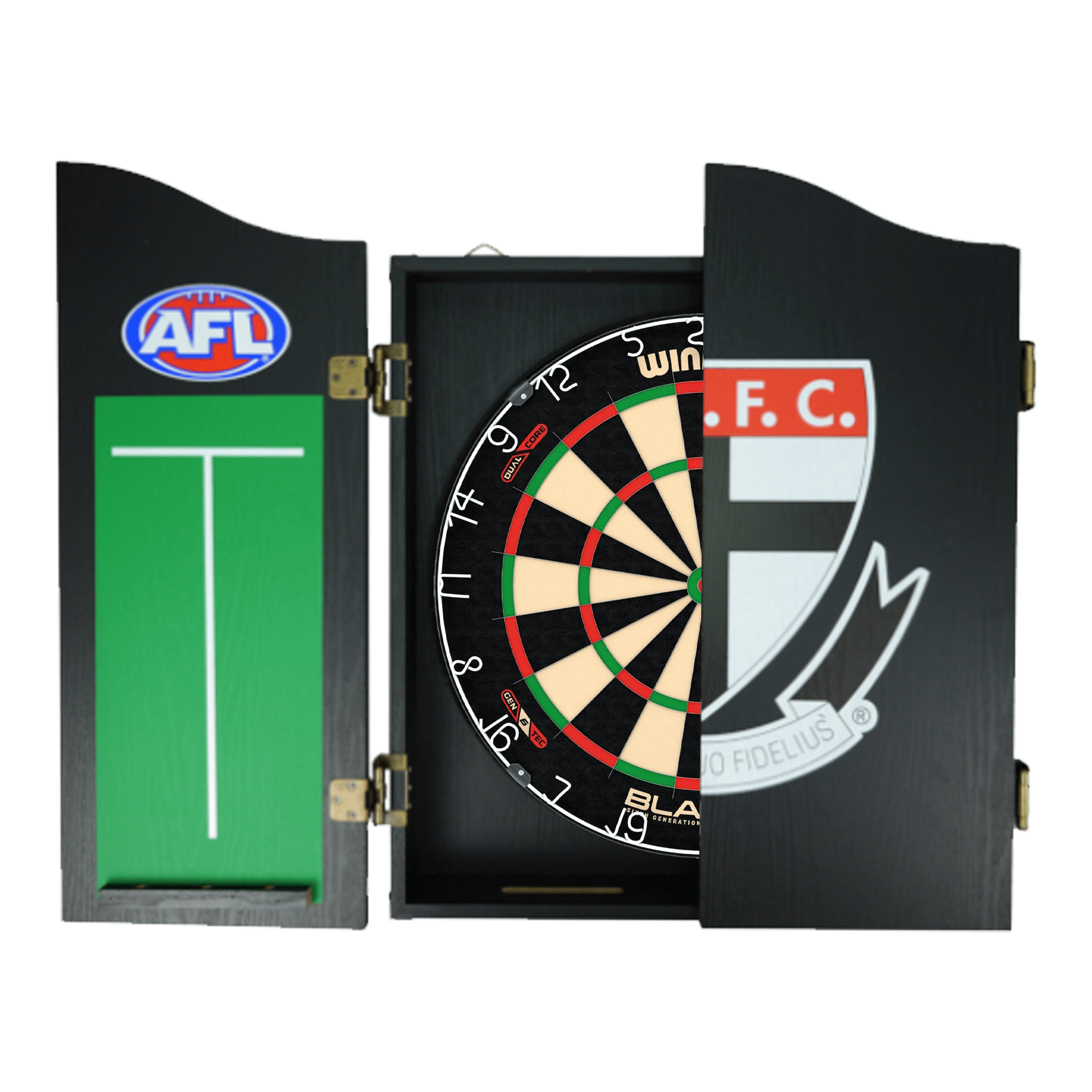 Blade 6 Dartboard, Official AFL Cabinet & Darts - Complete Darts Set