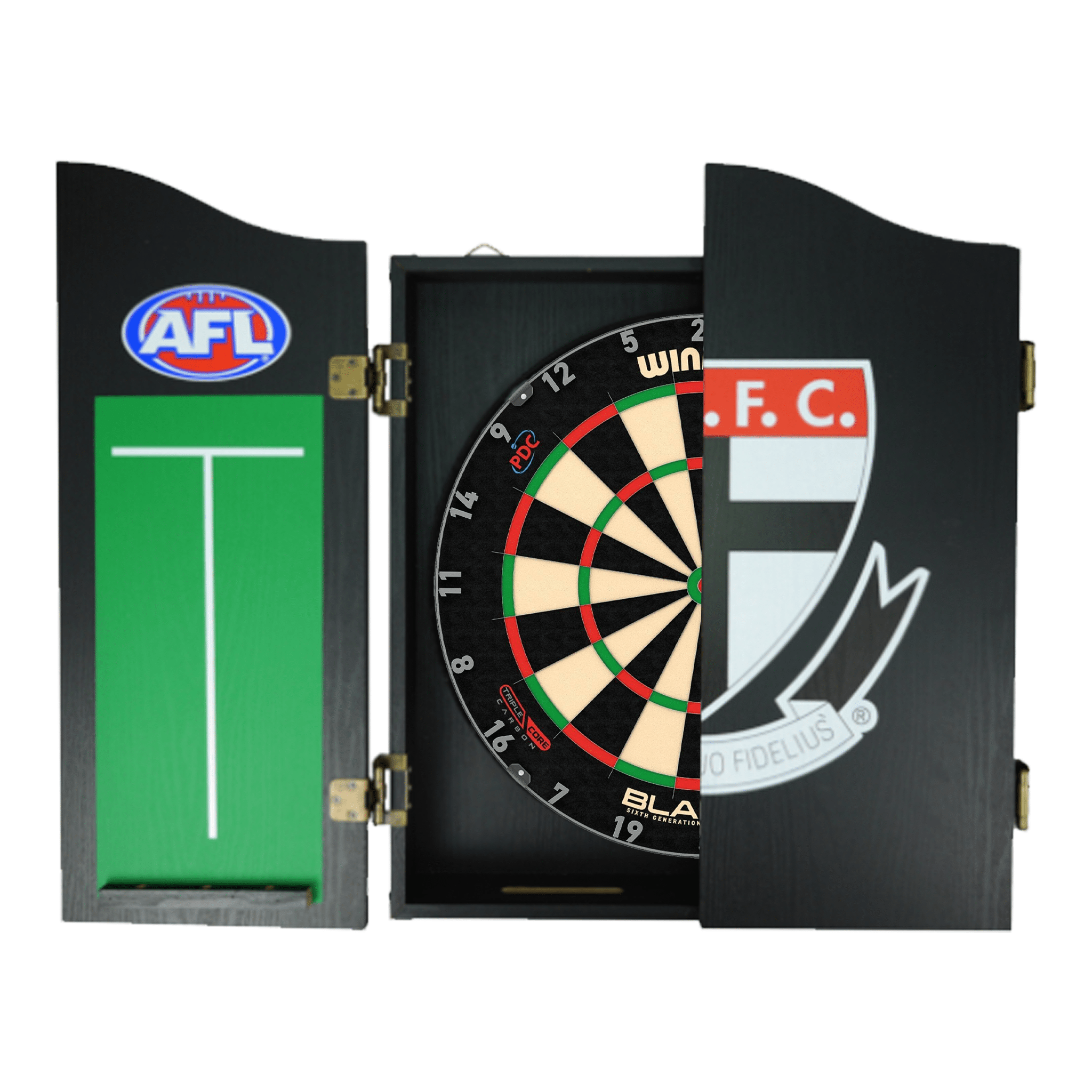 Blade 6 Dartboard, Official AFL Cabinet & Darts - Complete Darts Set