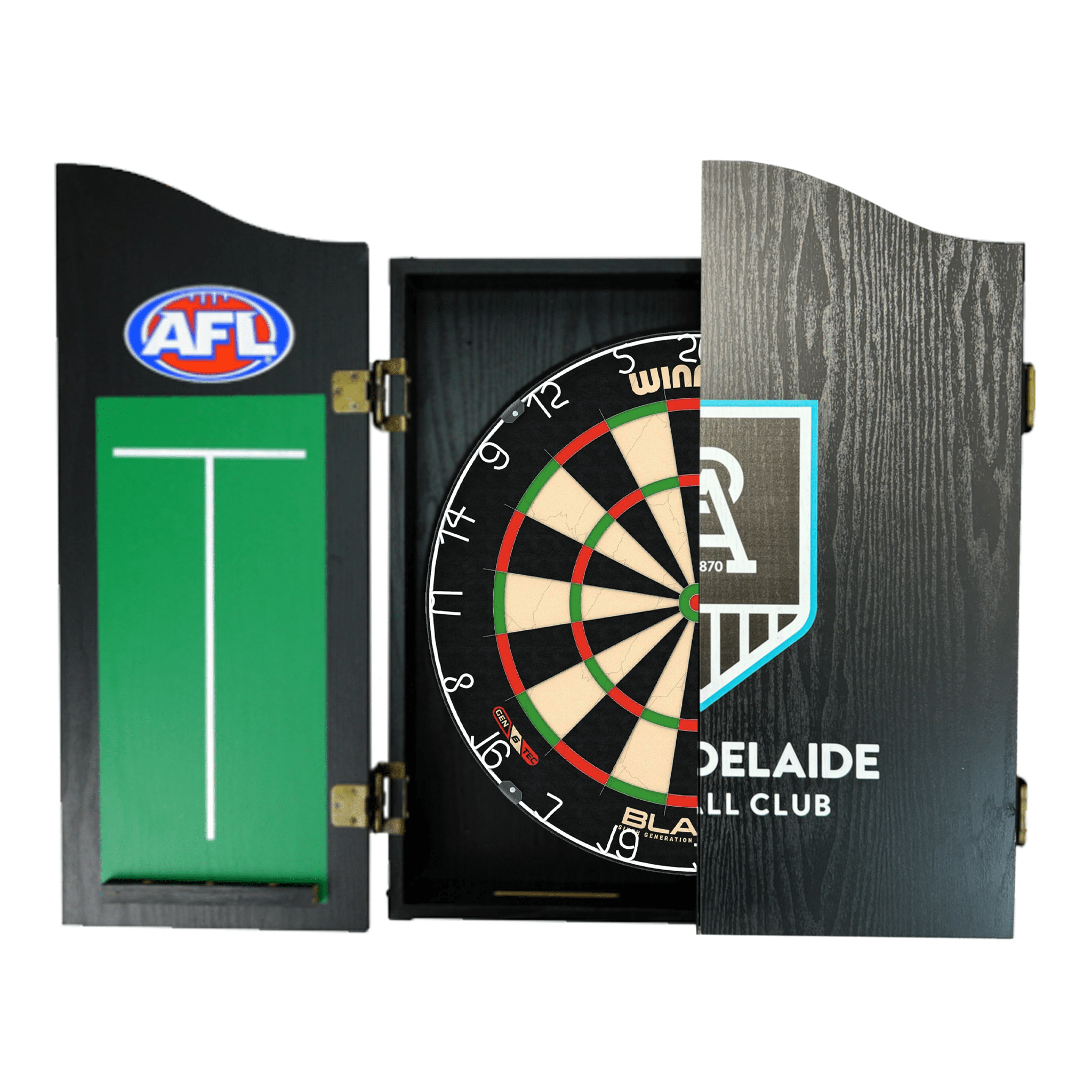 Blade 6 Dartboard, Official AFL Cabinet & Darts - Complete Darts Set