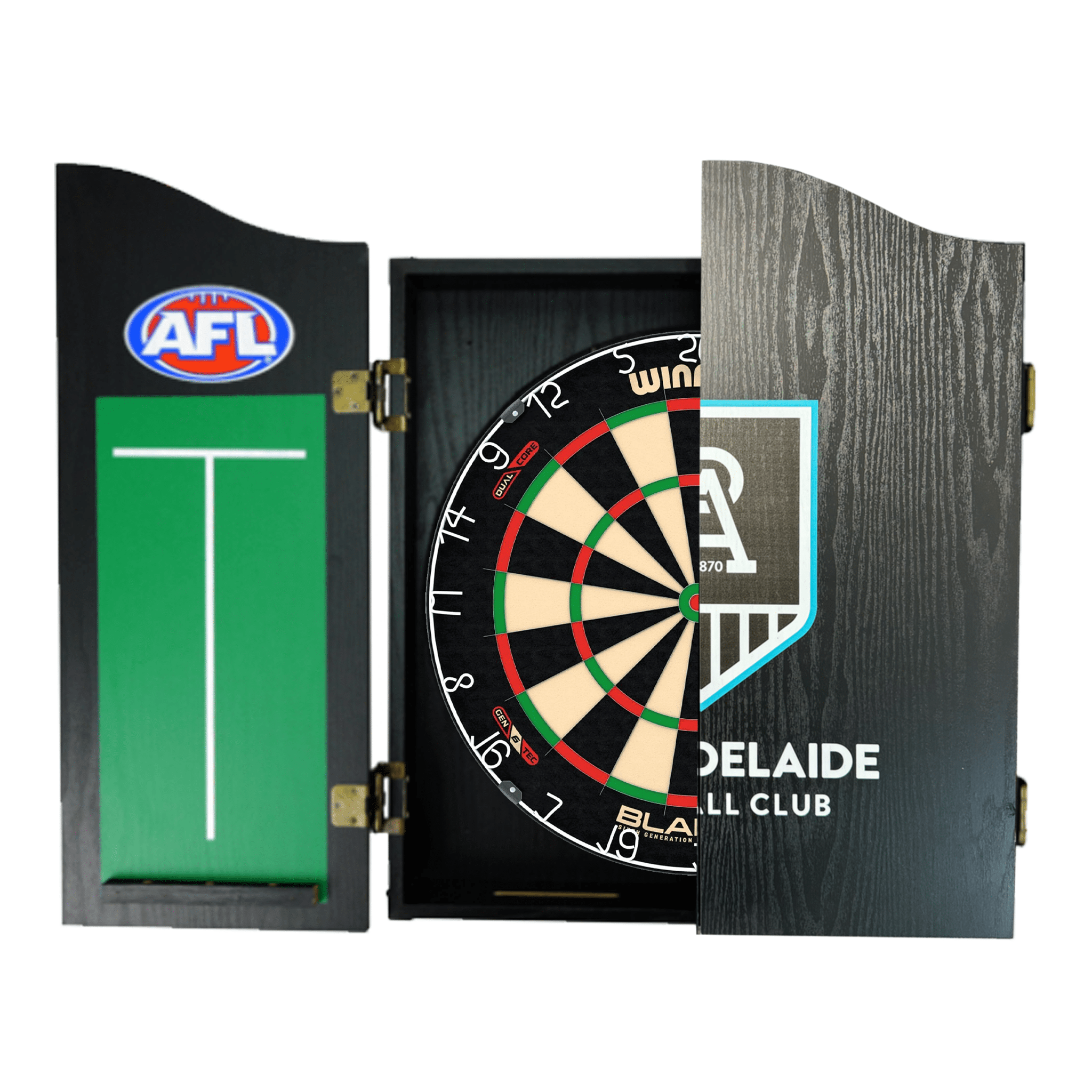 Blade 6 Dartboard, Official AFL Cabinet & Darts - Complete Darts Set