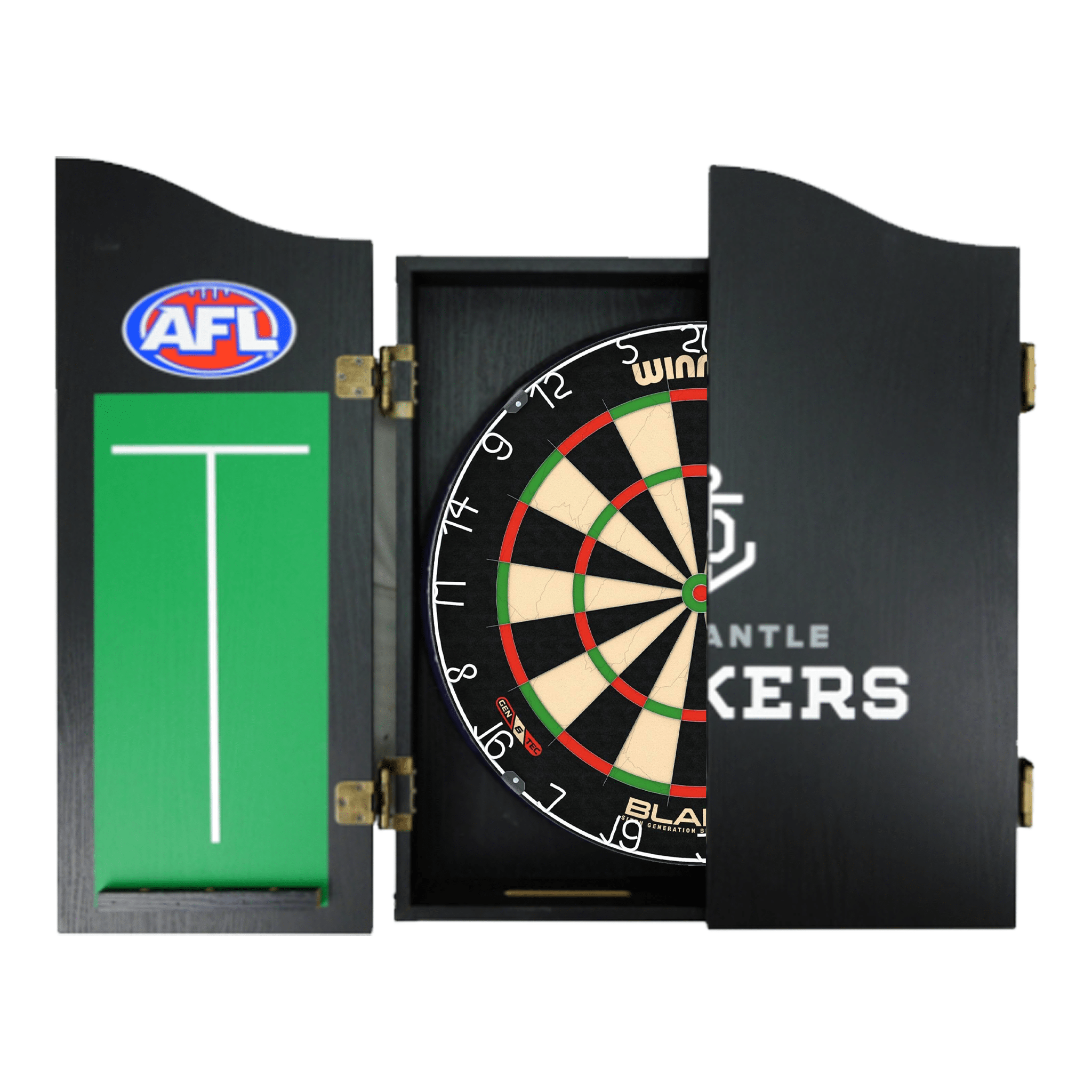 Blade 6 Dartboard, Official AFL Cabinet & Darts - Complete Darts Set