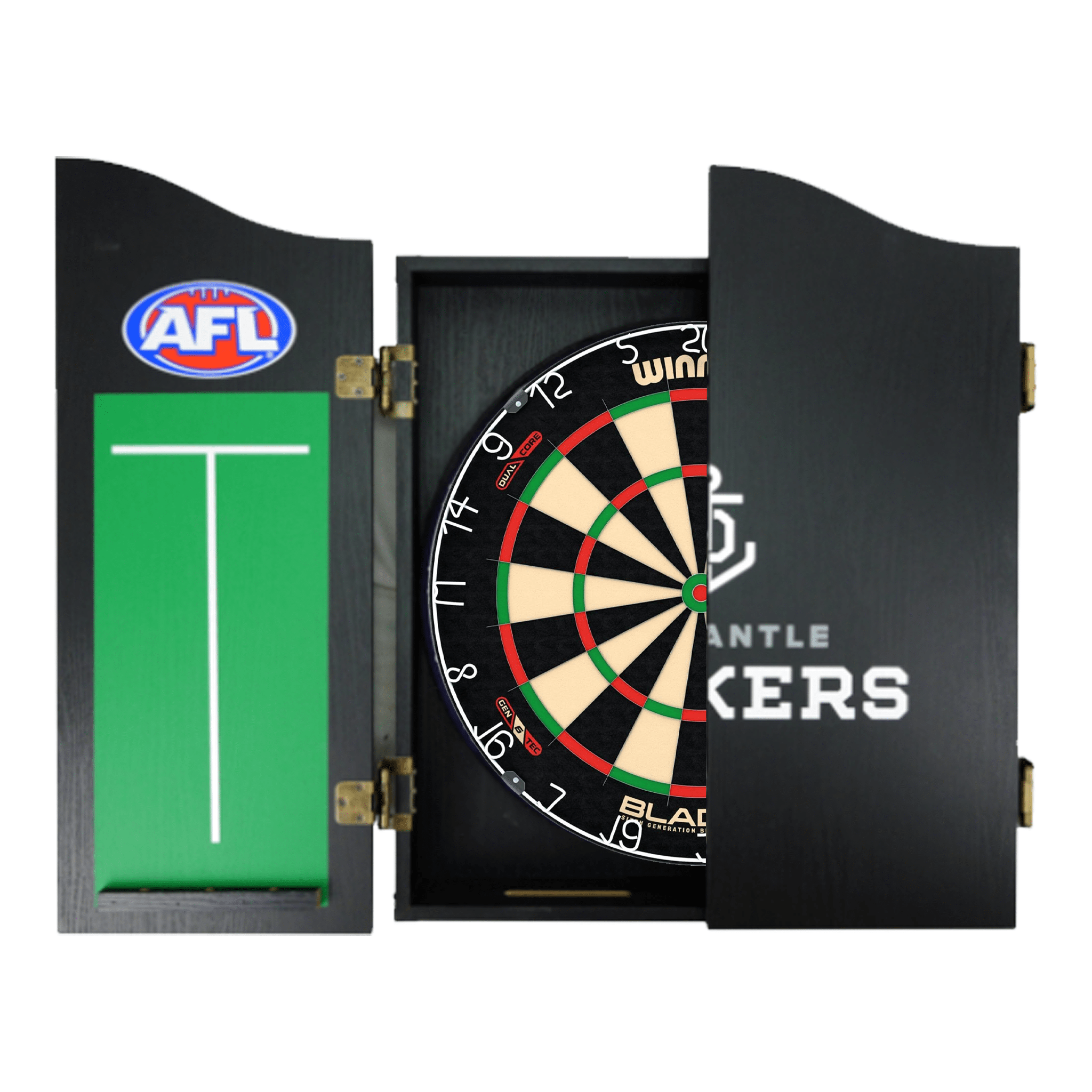 Blade 6 Dartboard, Official AFL Cabinet & Darts - Complete Darts Set