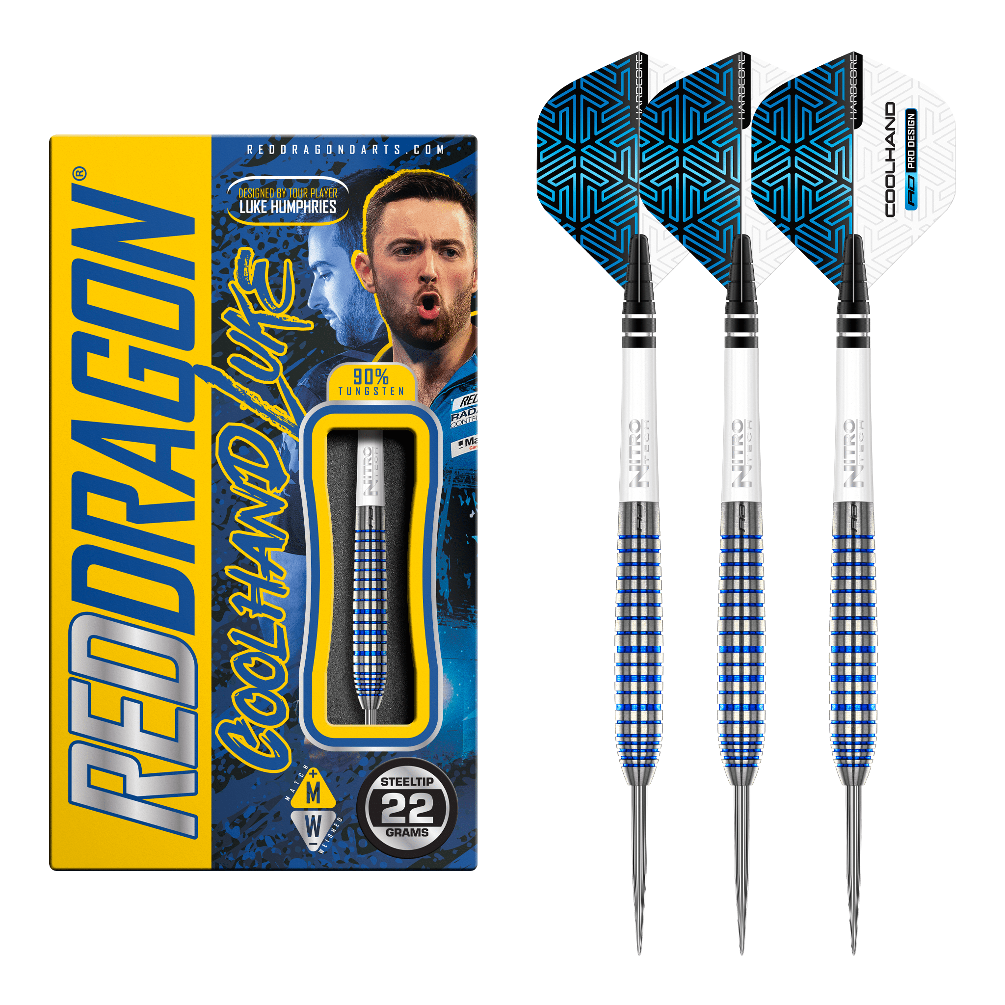 Luke Humphries TX3 Cool Blue - 90% Tungsten Steel Tip Darts