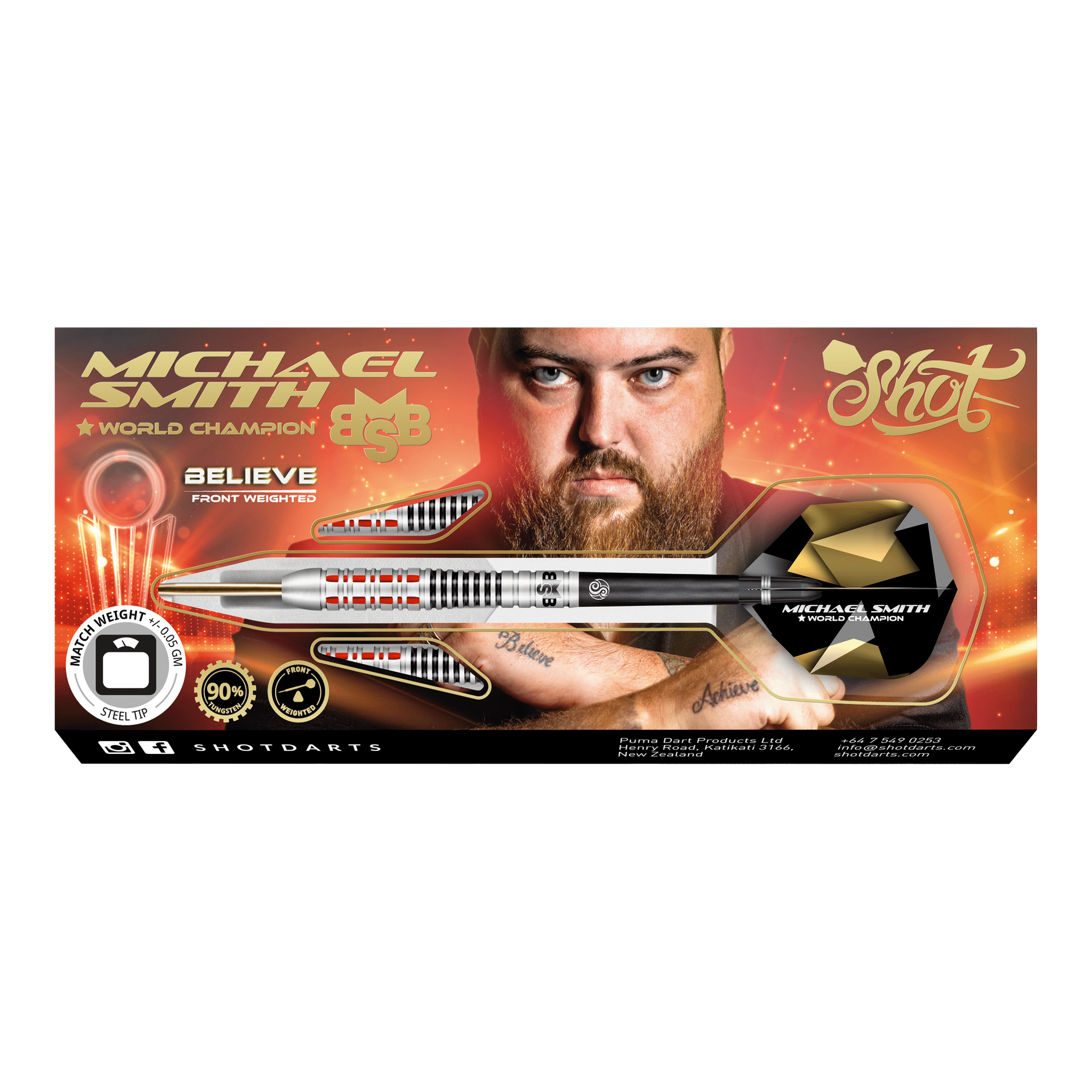 Michael Smith Believe - 90% Tungsten Steel Tip Darts