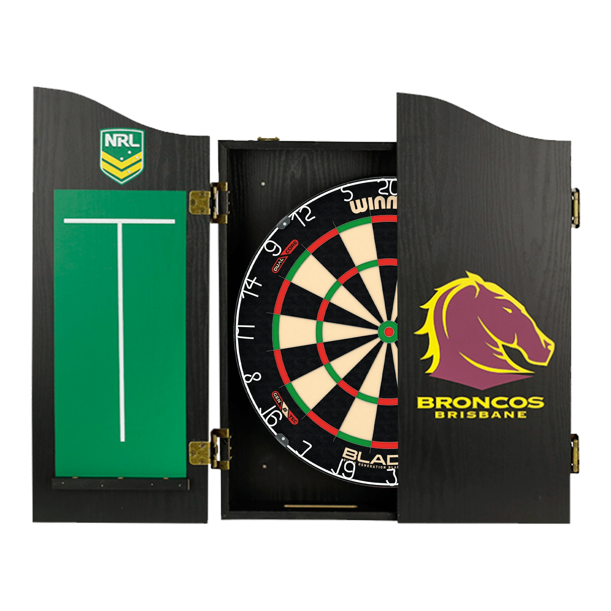 Blade 6 Dartboard, Official NRL Cabinet & Darts - Complete Darts Set