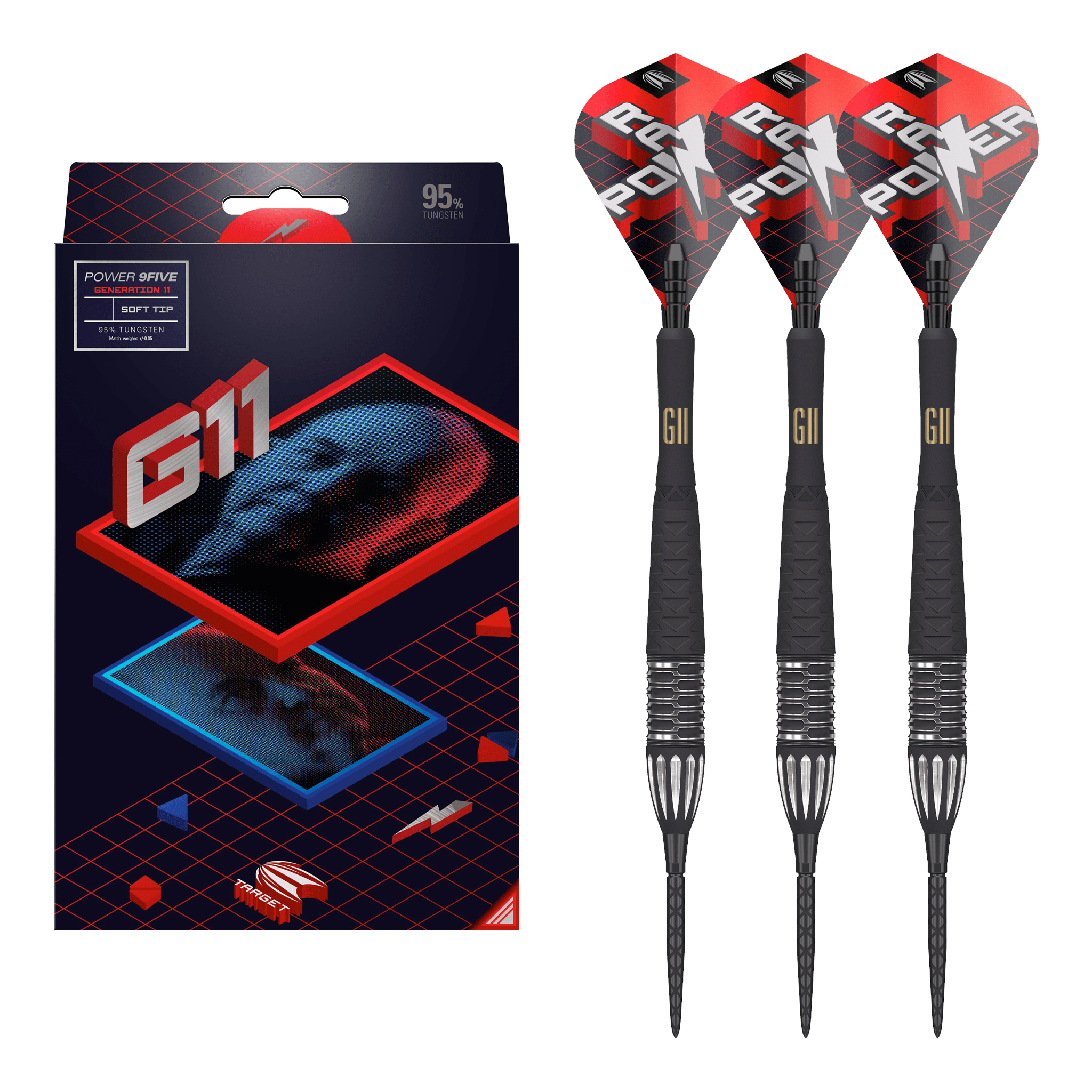 Phil Taylor Power 9Five Gen 11 Swiss Point - 95% Tungsten Steel Tip Darts