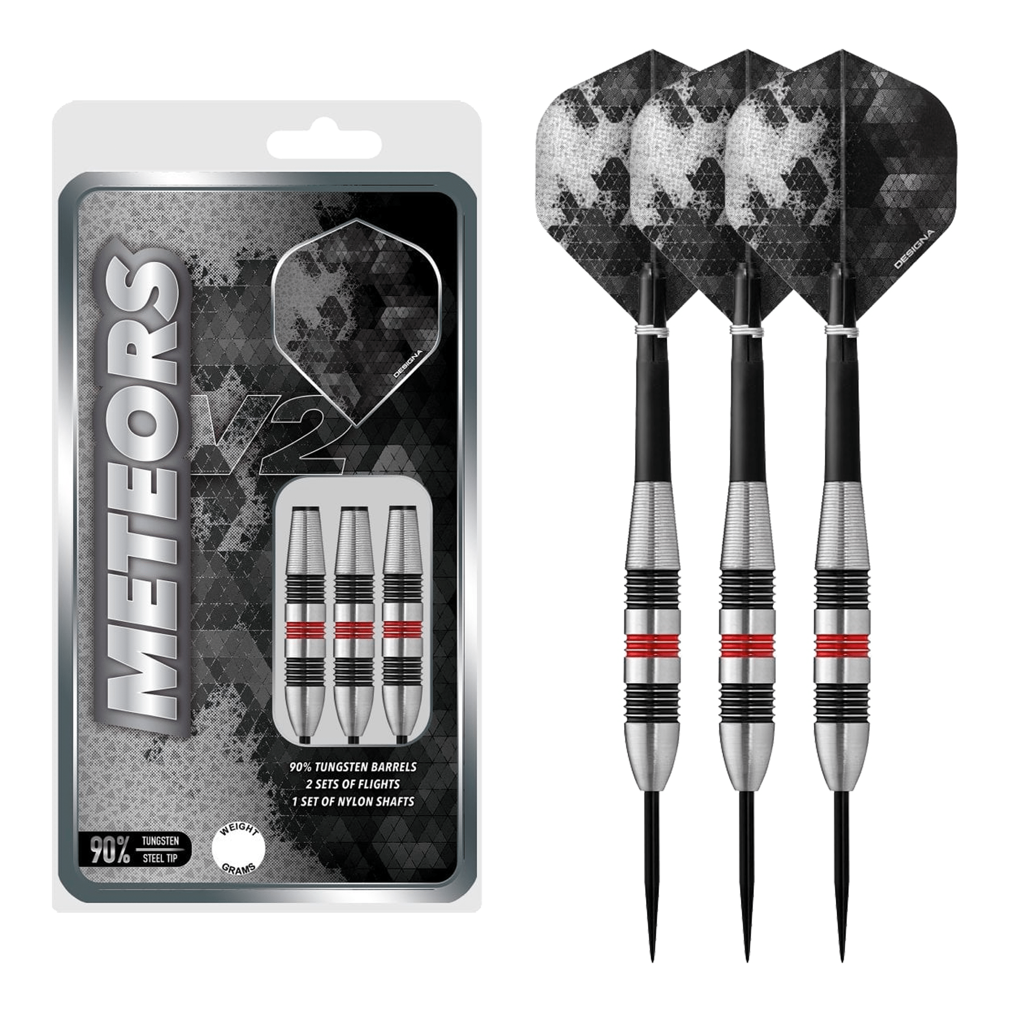 Meteors 90 V2 M2 - 90% Tungsten Steel Tip Darts