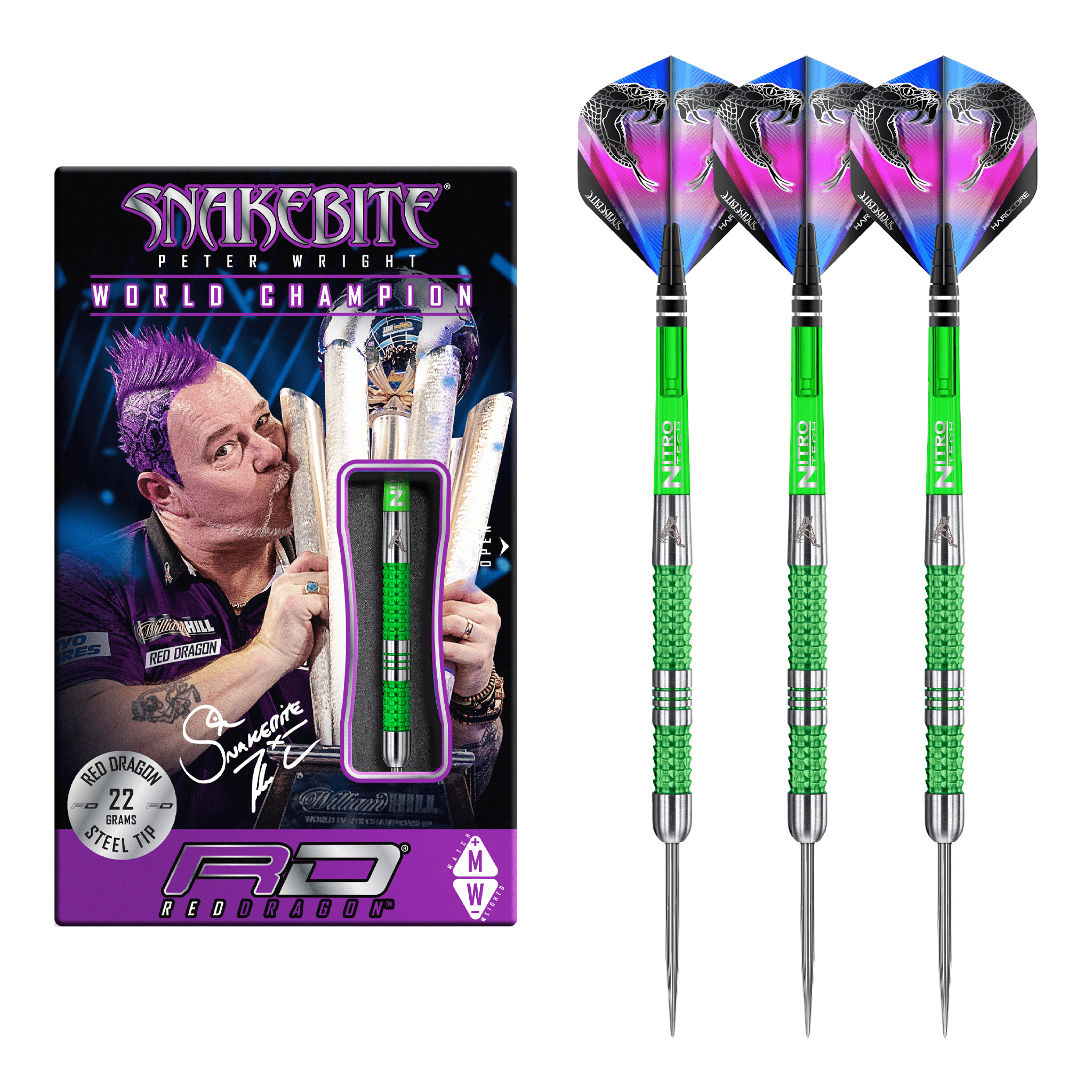 Peter Wright Mamba - 90% Tungsten Steel Tip Darts