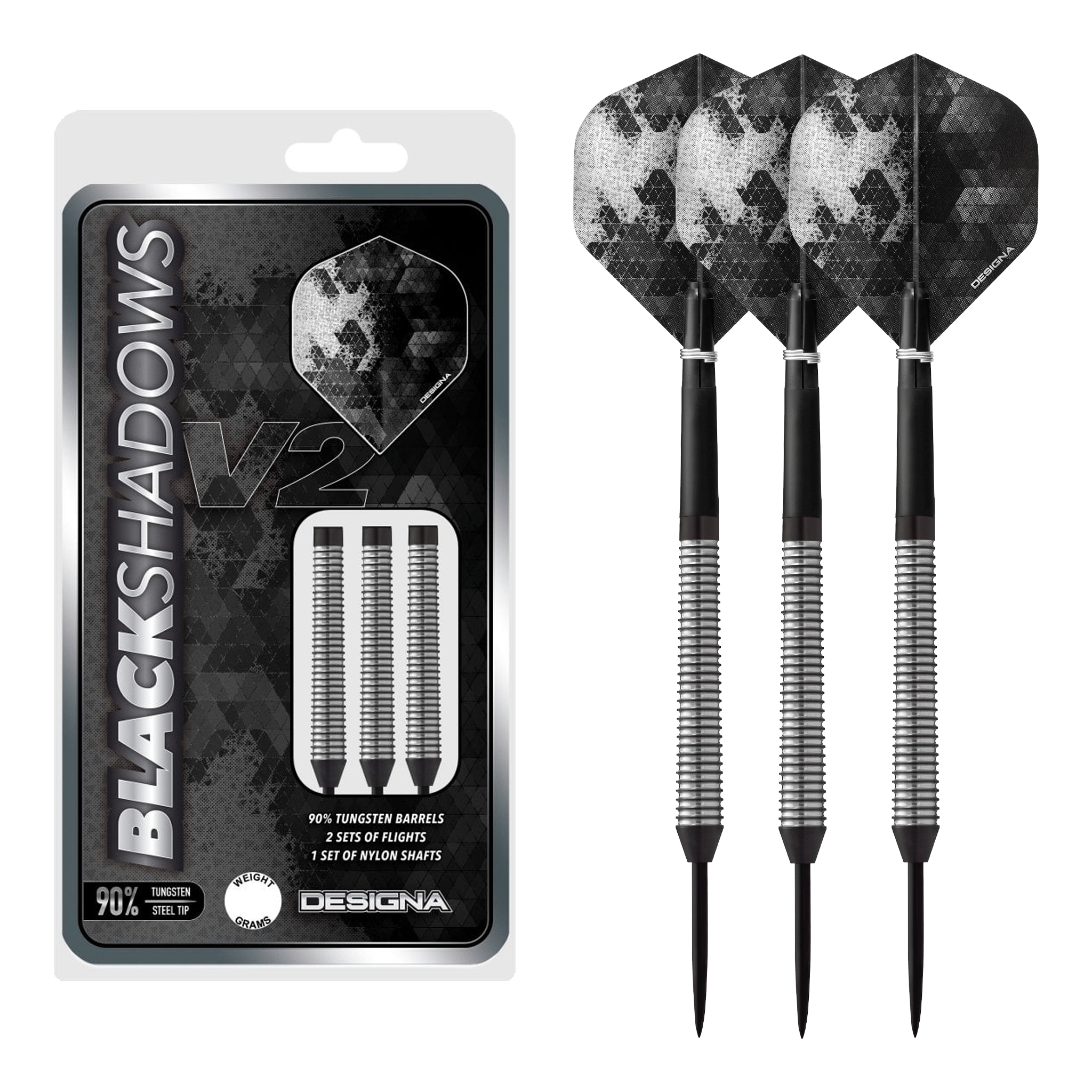 Black Shadow V2 M4 - 90% Tungsten Steel Tip Darts
