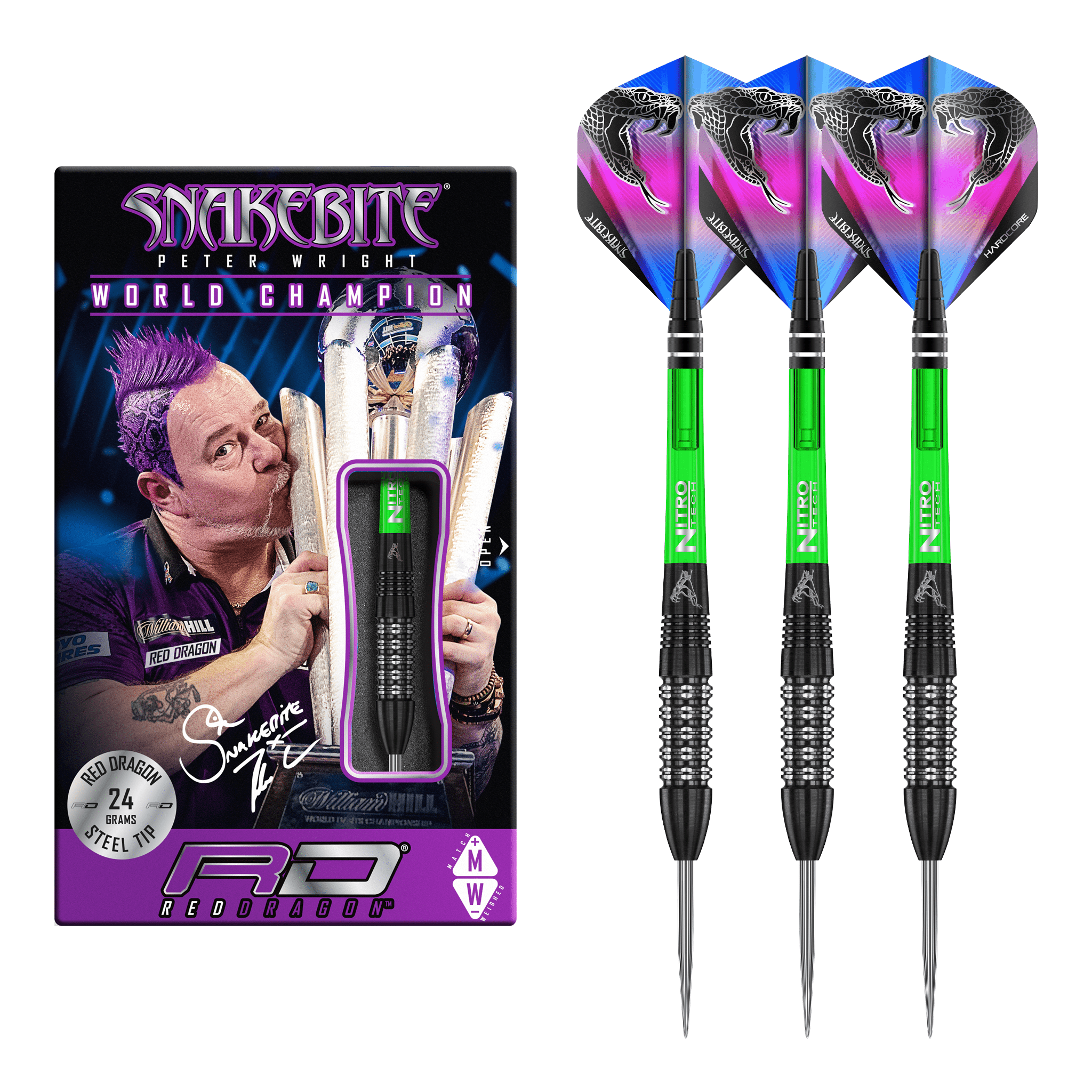Peter Wright Black Strike - 90% Tungsten Steel Tip Darts