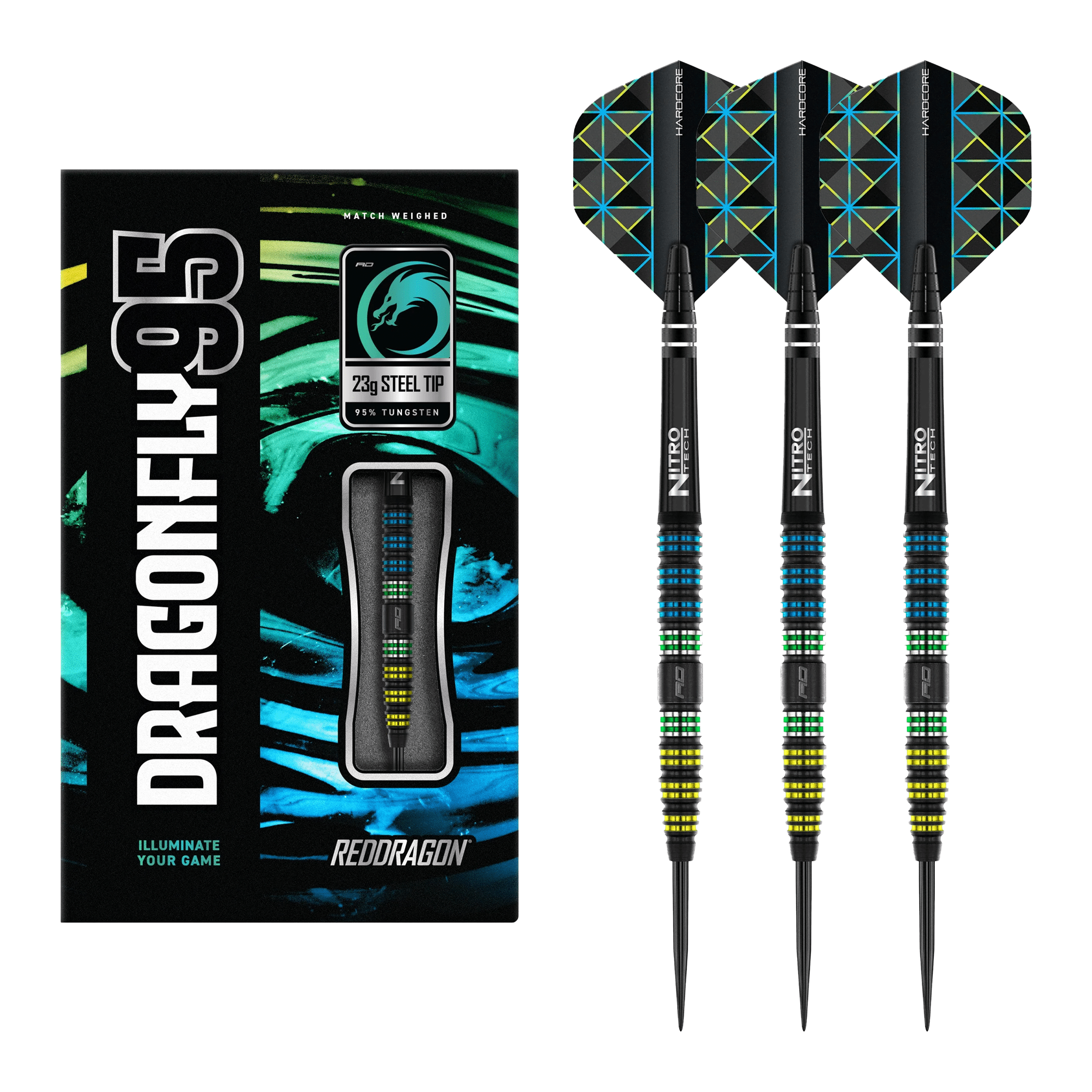 Dragonfly 95 Black Tapered - 95% Tungsten Steel Tip Darts