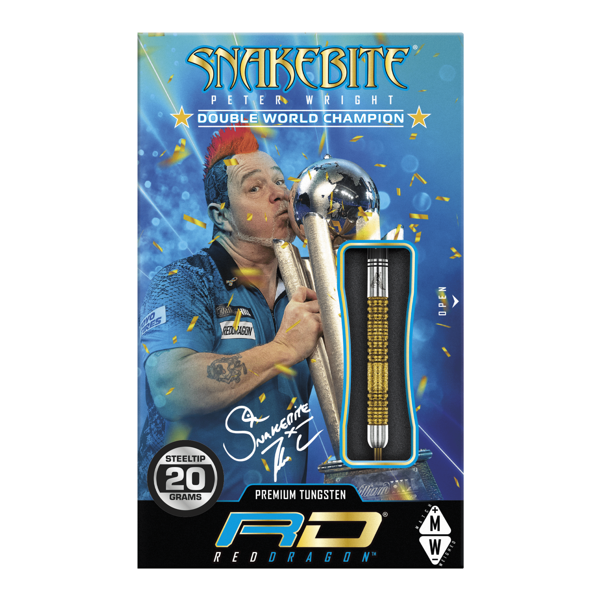 Peter Wright Double World Champion Special Edition Gold - 85% Tungsten Steel Tip Darts