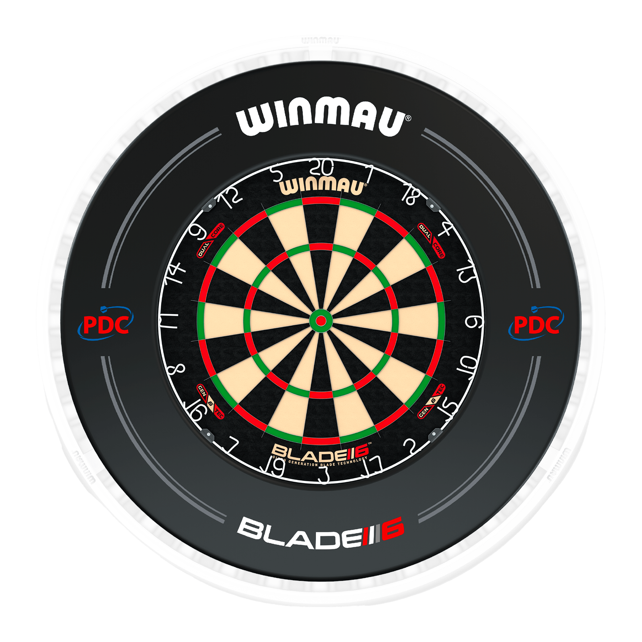 Blade 6 Dartboard, Surround & Ice White Plasma Light Bundle