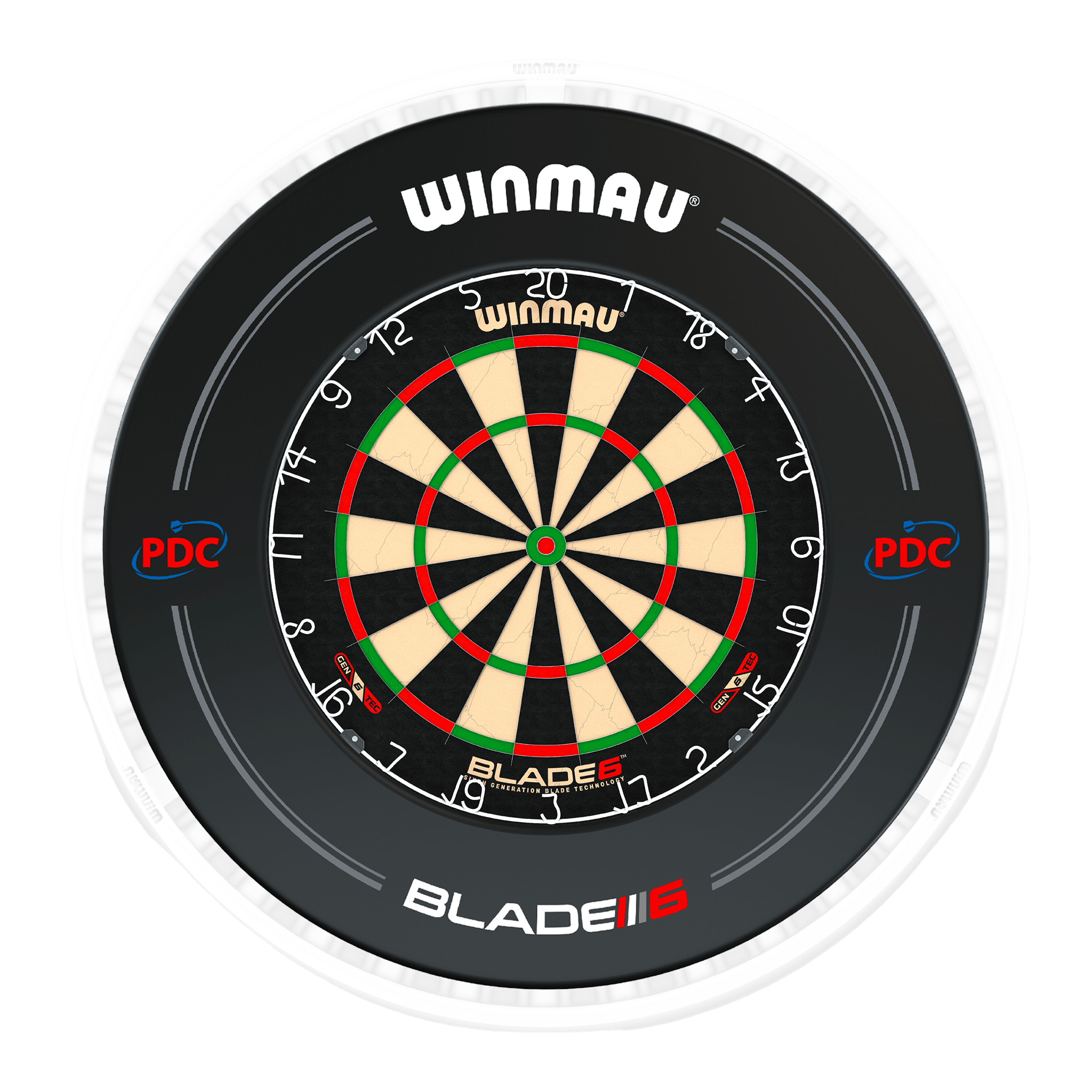 Blade 6 Dartboard, Surround & Ice White Plasma Light Bundle