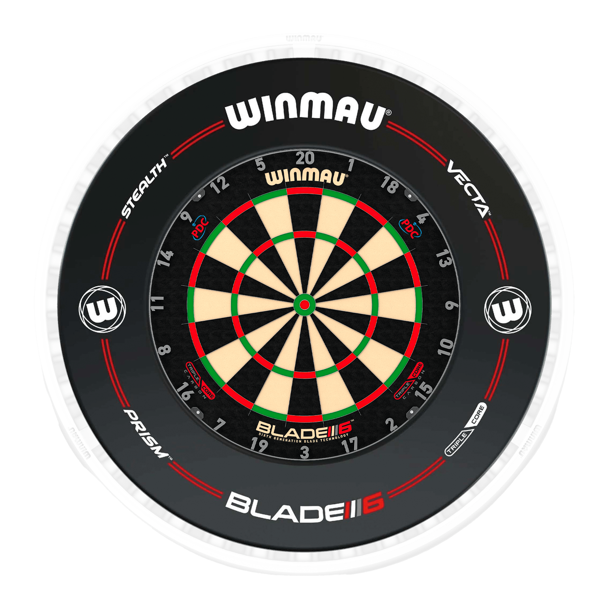 Blade 6 Dartboard, Surround & Ice White Plasma Light Bundle