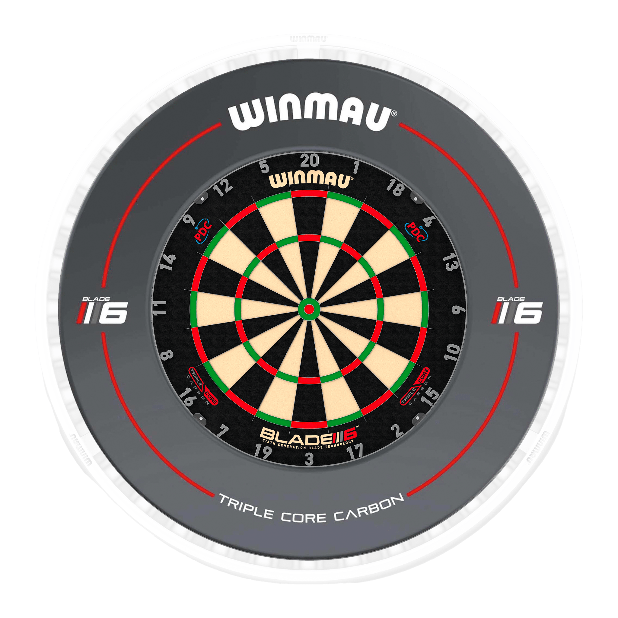 Blade 6 Dartboard, Surround & Ice White Plasma Light Bundle